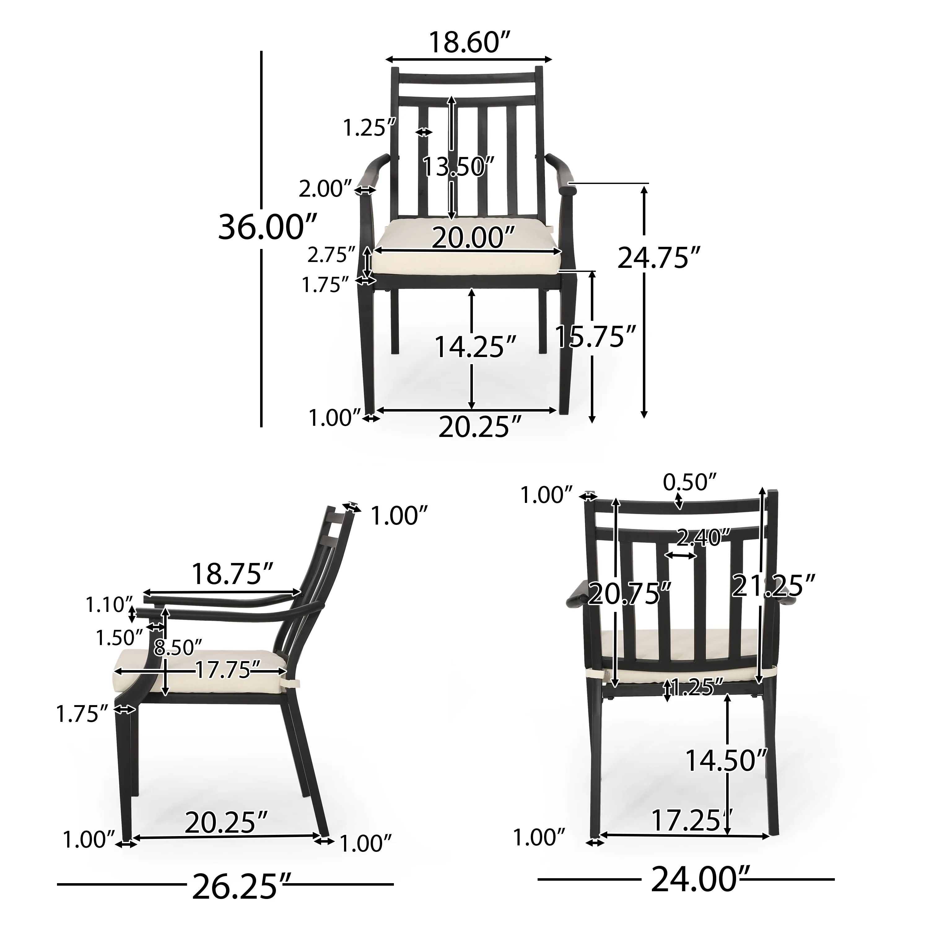 Olive Outdoor 5 Piece Dining Set with Light Weight Concrete Table - furnishings