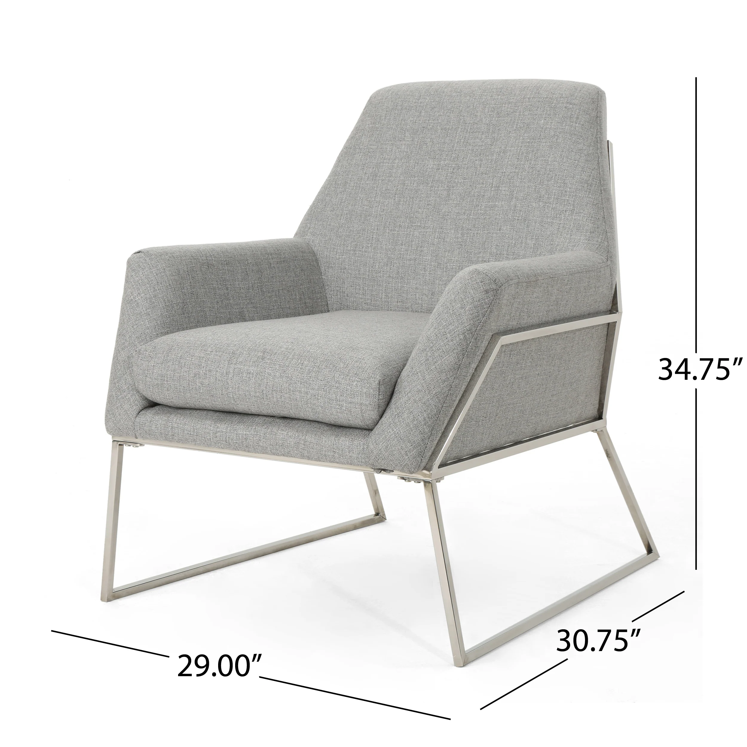 Zach Modern Stainless Steel Frame Fabric Accent Chair - furnishings
