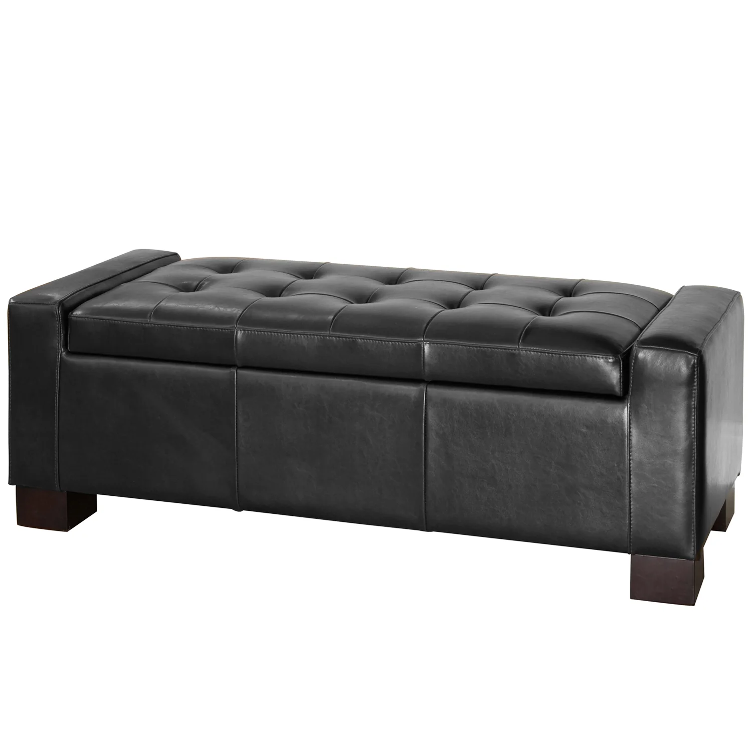 Rothwell Contemporary Tufted Bonded Leather Storage Ottoman Bench - furnishings