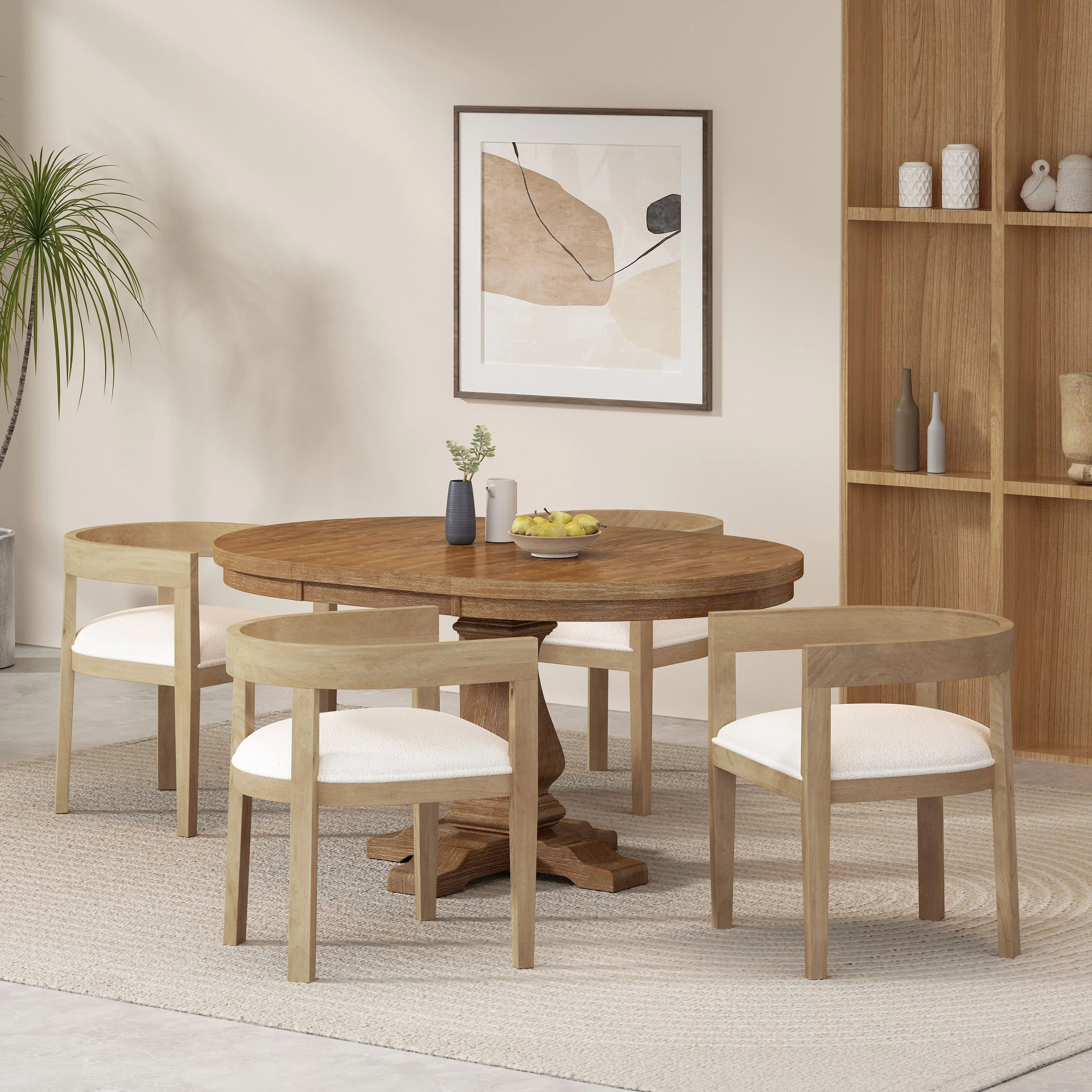 Ladieu Fabric Upholstered Wood 5 Piece Dining Set - furnishings