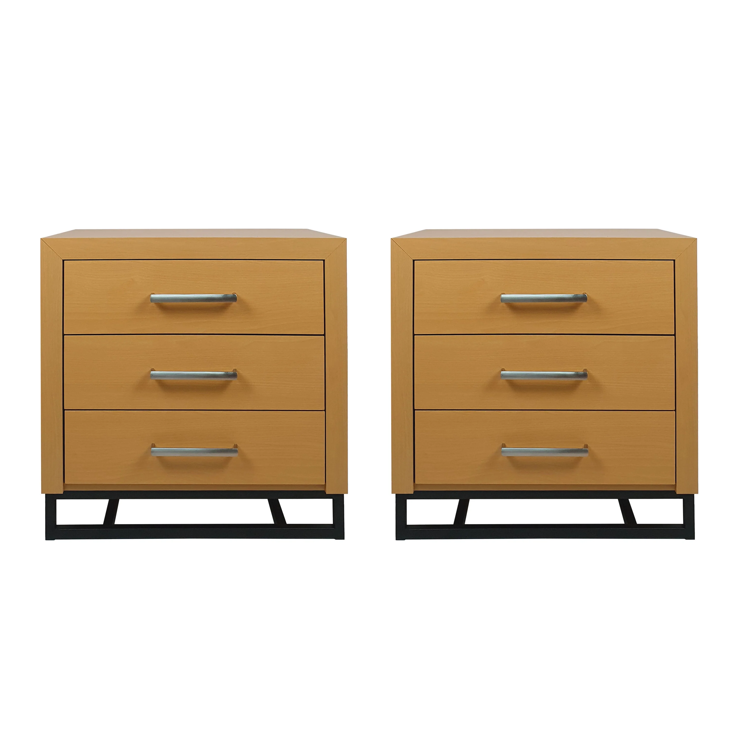 Borah Contemporary Faux Wood 3 Drawer Nightstand, Set of 2 - furnishings