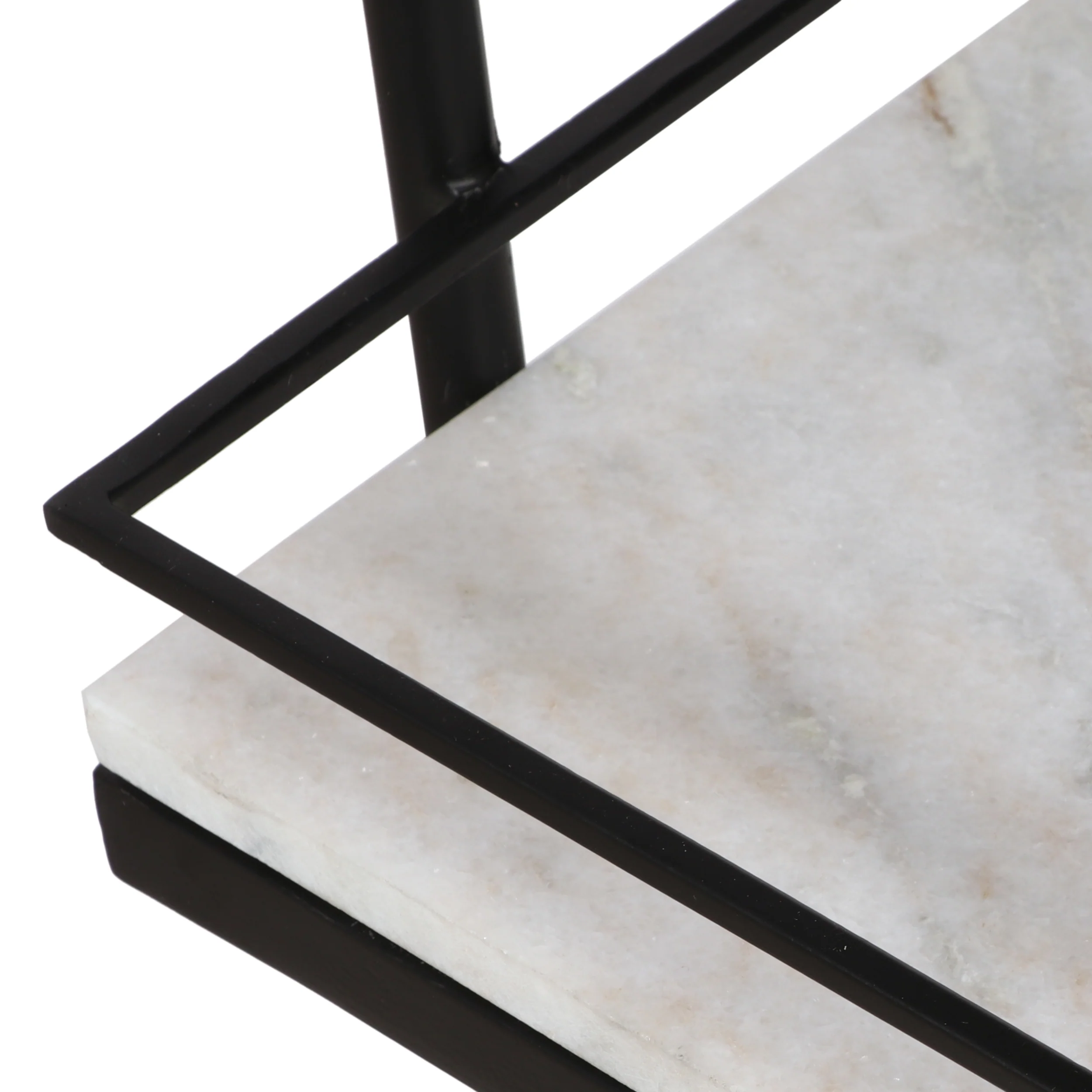 Maria Modern Glam 3 Tier Bar Cart with Marble Shelving, Black and White - furnishings