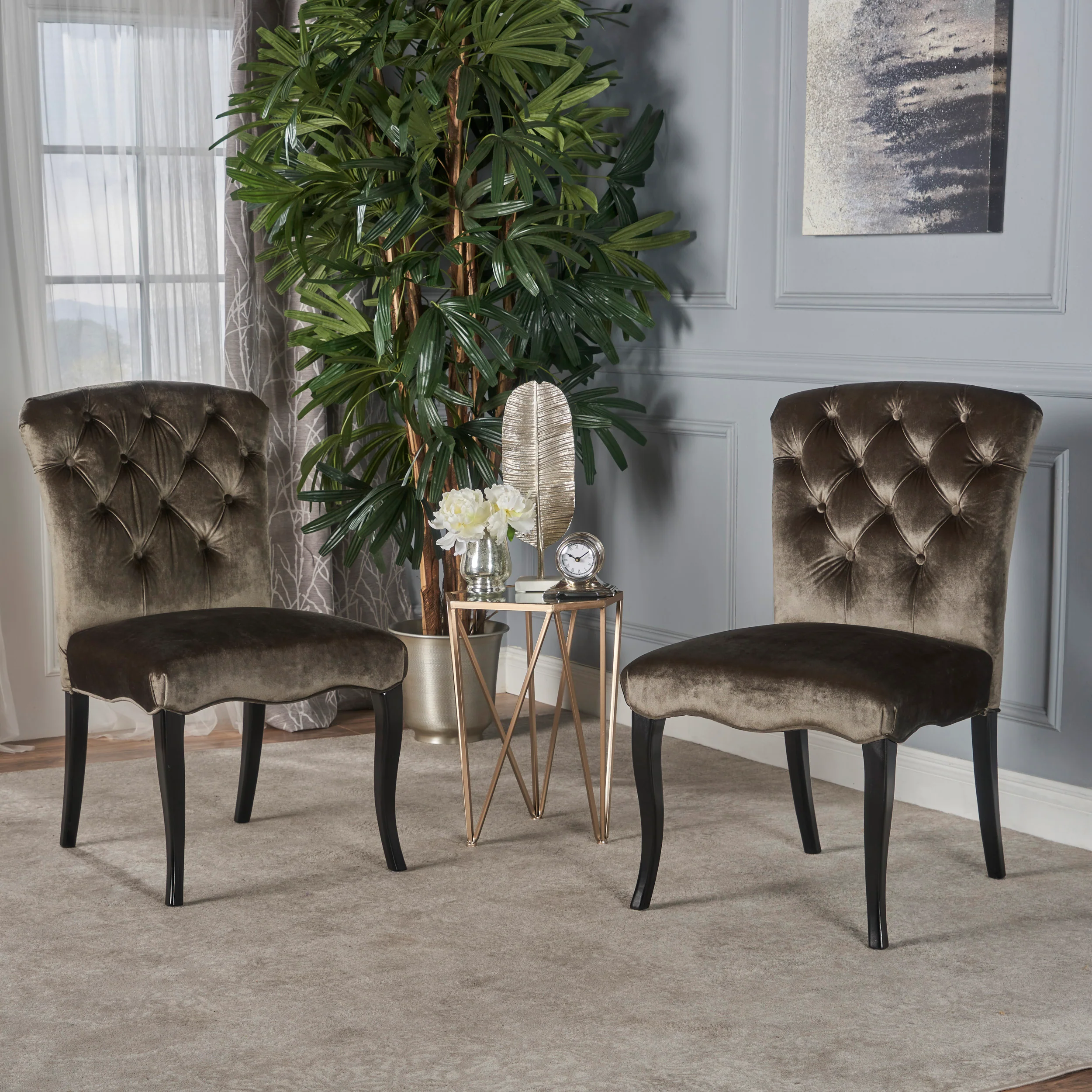 Hallie Traditional Tufted Armless Dining Chairs (Set of 2) - furnishings