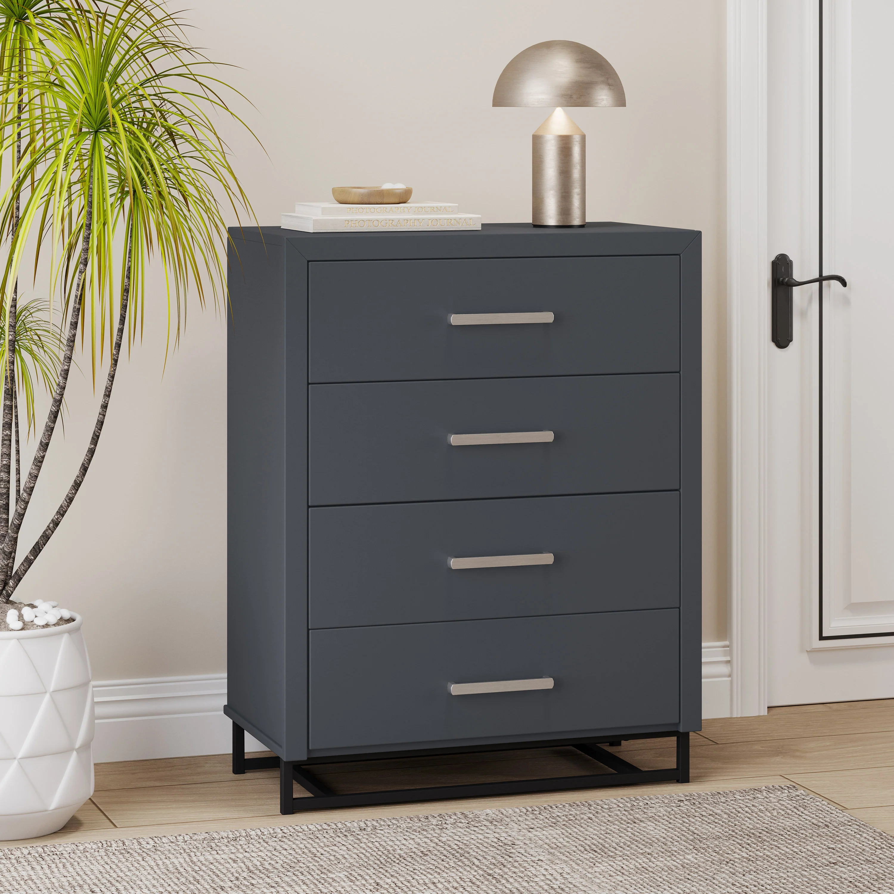 Borah Contemporary Faux Wood 4 Drawer Dresser - furnishings