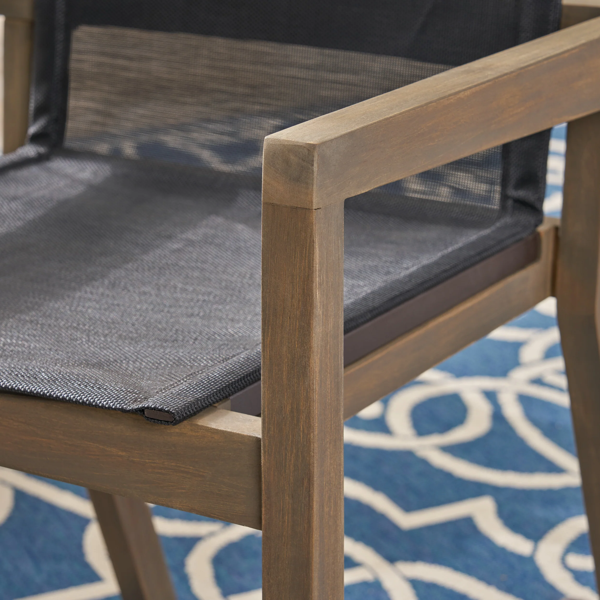 Marcell Outdoor Acacia Wood 3 Piece Dining Set with Mesh Seats - furnishings