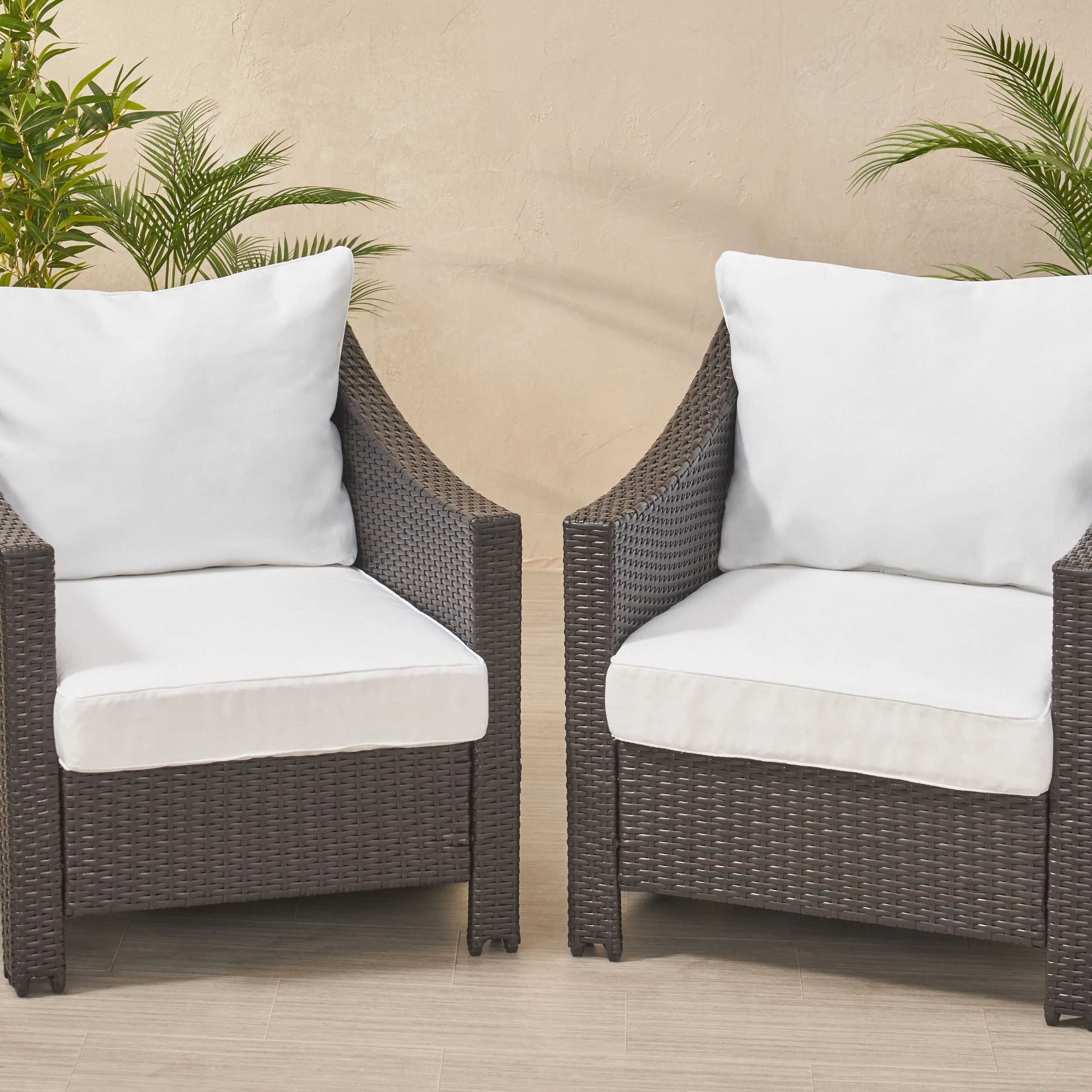 Luciella Outdoor Water Resistant Fabric Club Chair Cushions with Piping (Set of 2) - furnishings