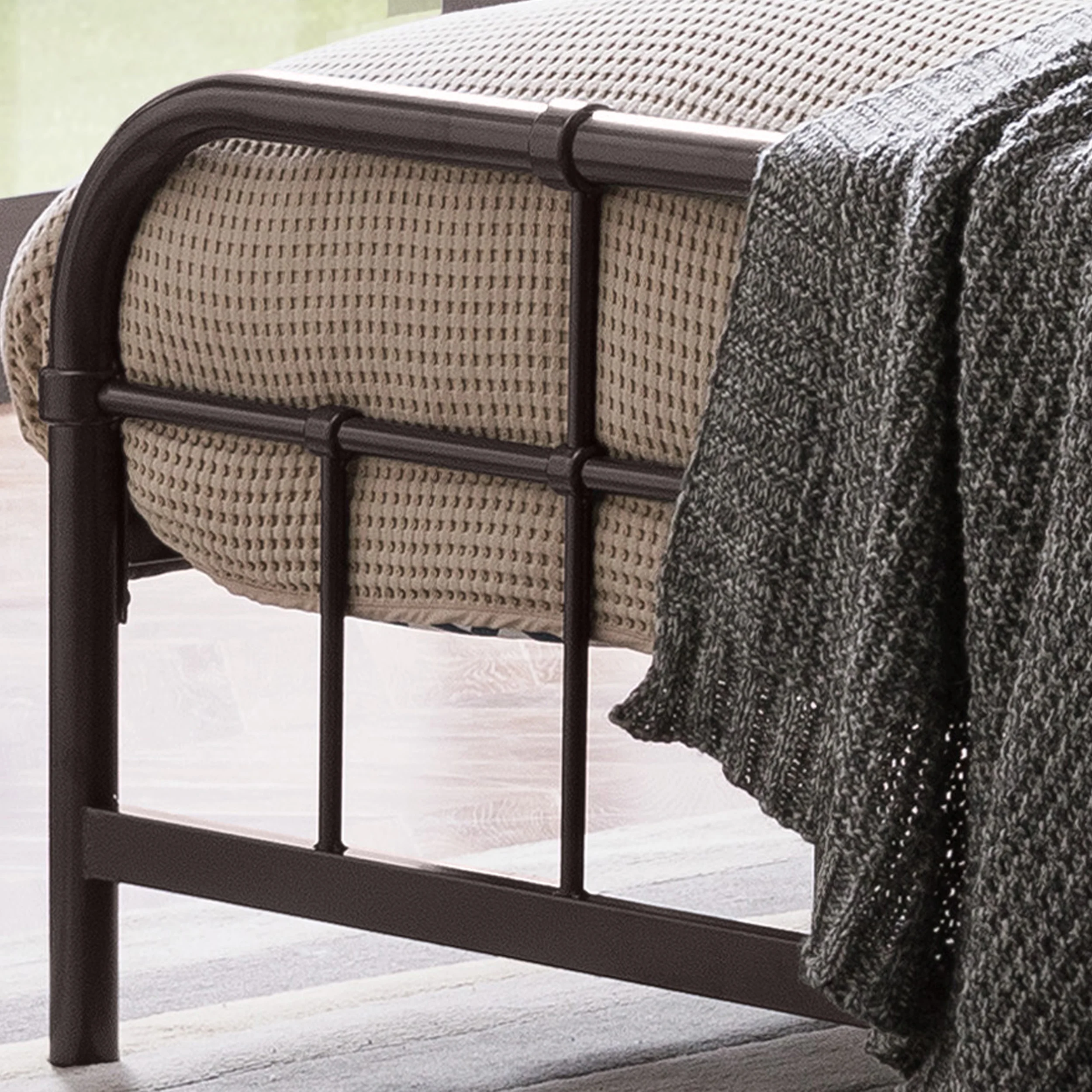 Sylvia Queen-Size Iron Bed Frame, Minimal, Industrial - furnishings