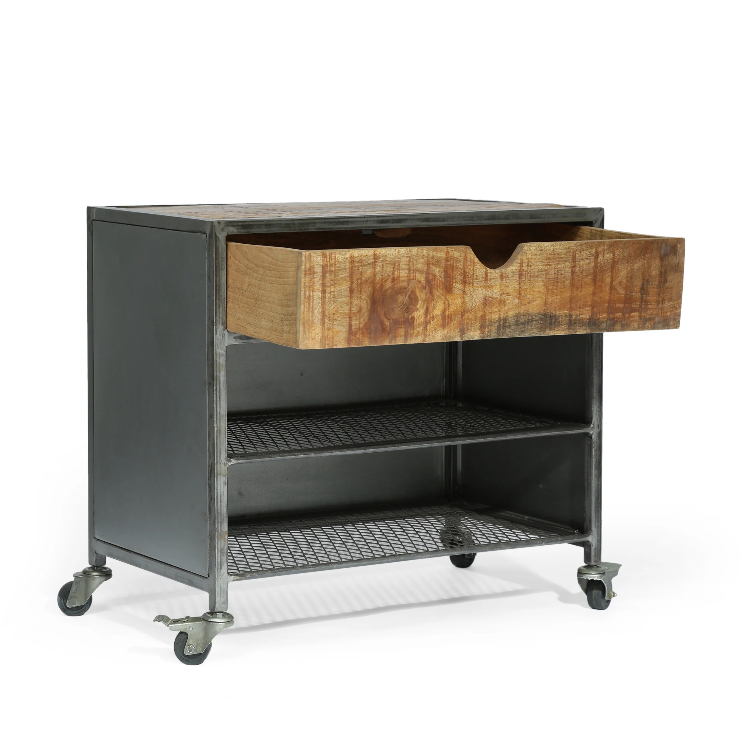 Alanis Industrial Handcrafted Mango Wood Shoe Rack, Natural and Gray - furnishings