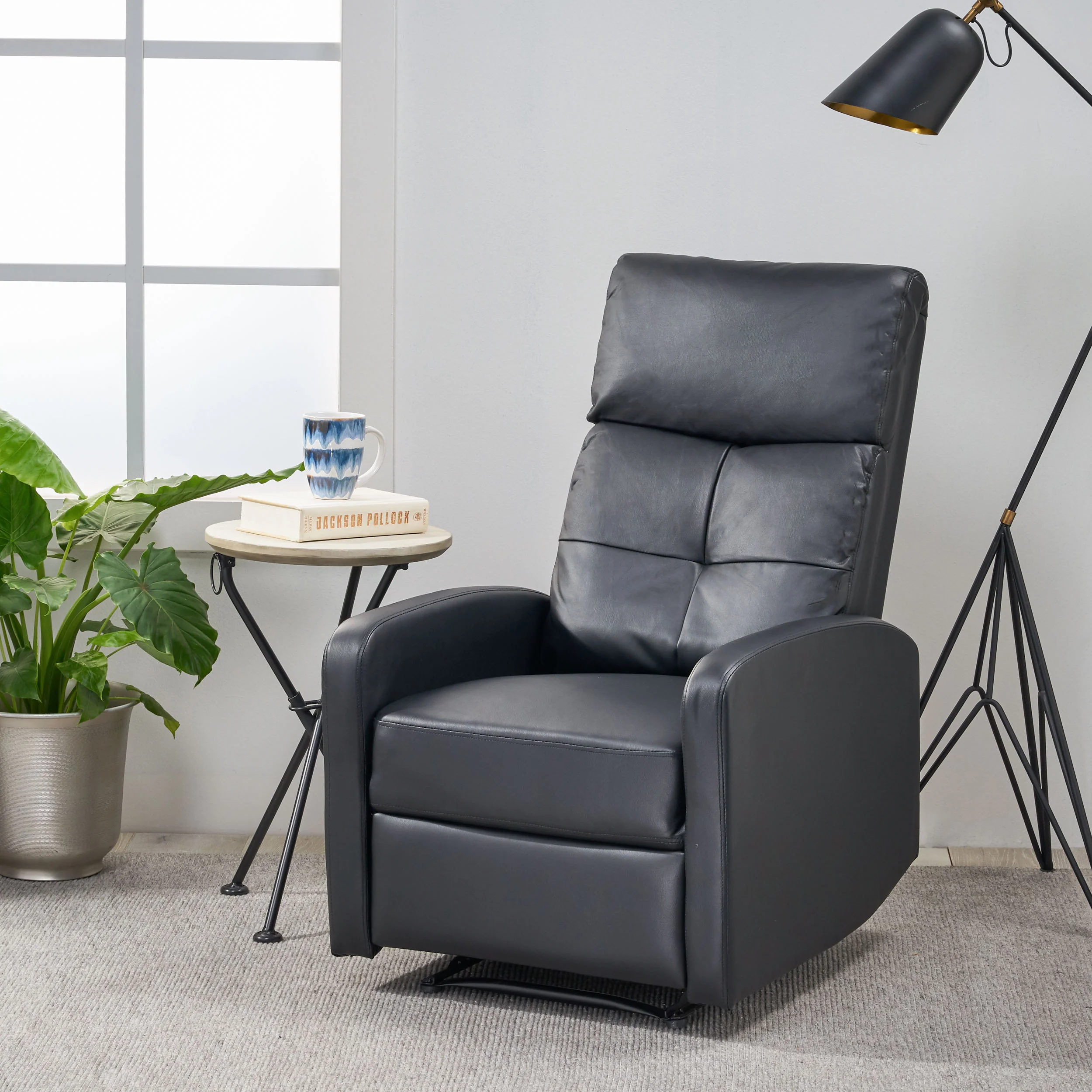 Teyana Contemporary Pillow Top Leather Recliner - furnishings