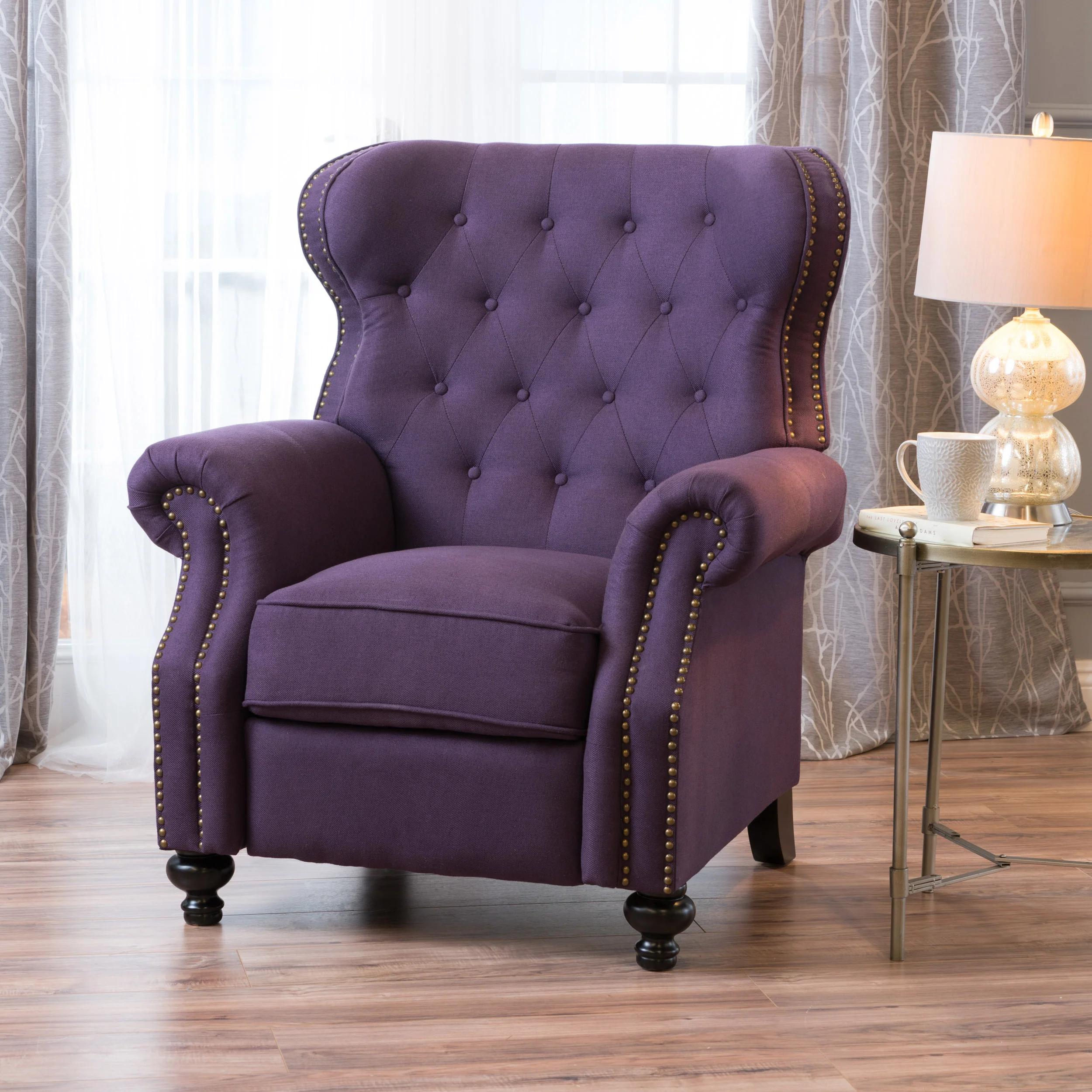 Waldo Tufted Back Studded Accent Recliner Armchair - furnishings