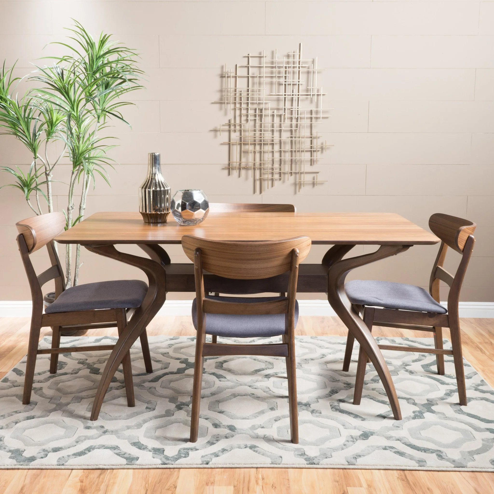 Isador Mid-Century Modern 5 Piece Dining Set - furnishings
