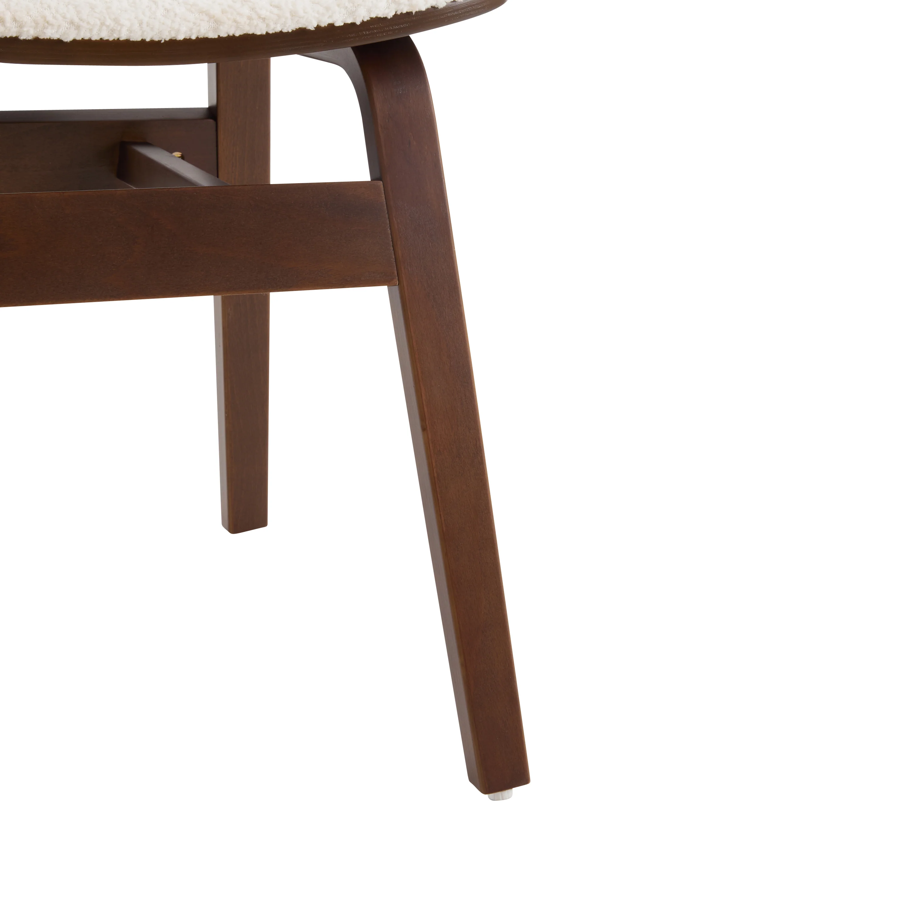 Aval Modern Upholstered Boucle Side Chair, White + Walnut - furnishings