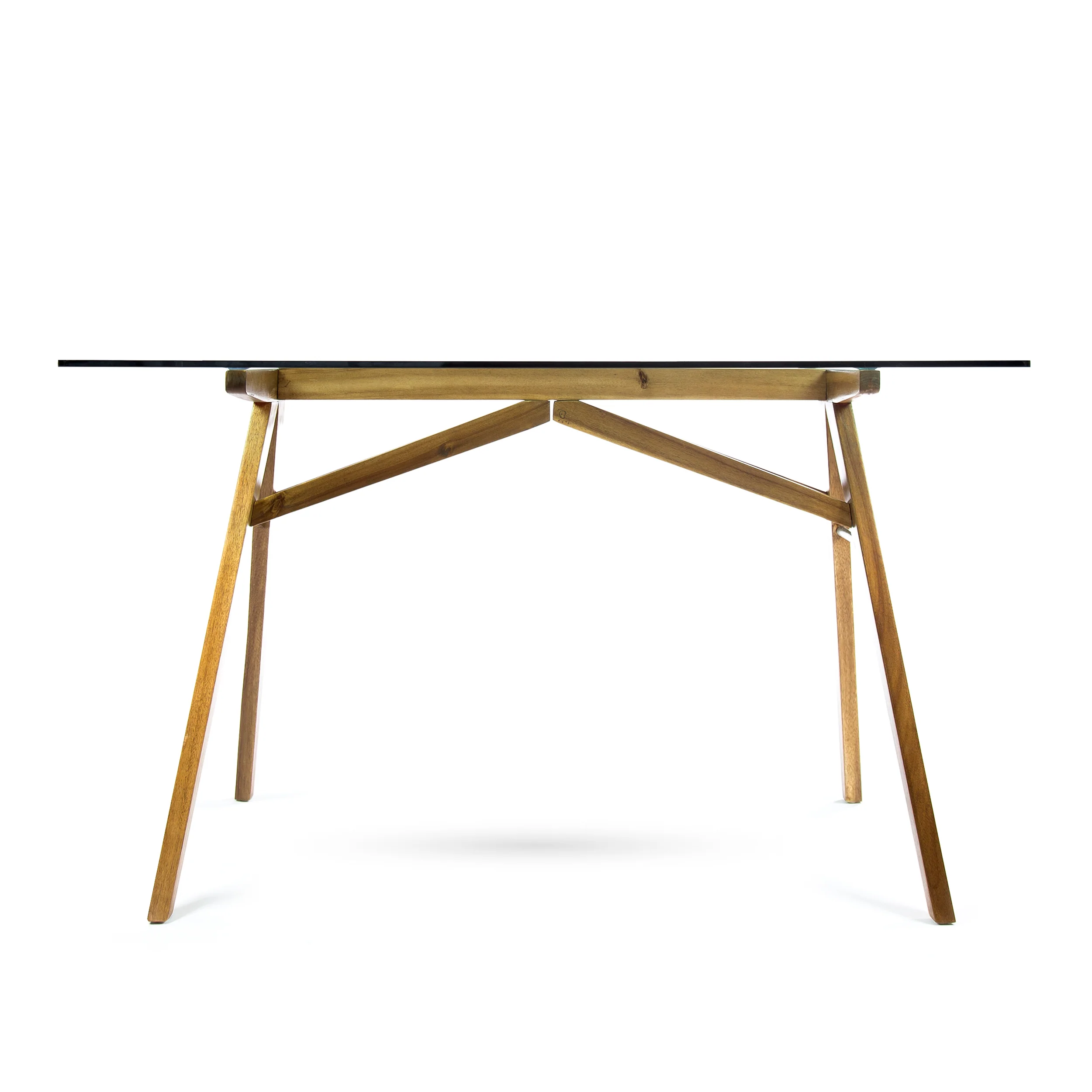 Camey Mid-Century Acacia Wood Desk with Tempered Glass Top - furnishings