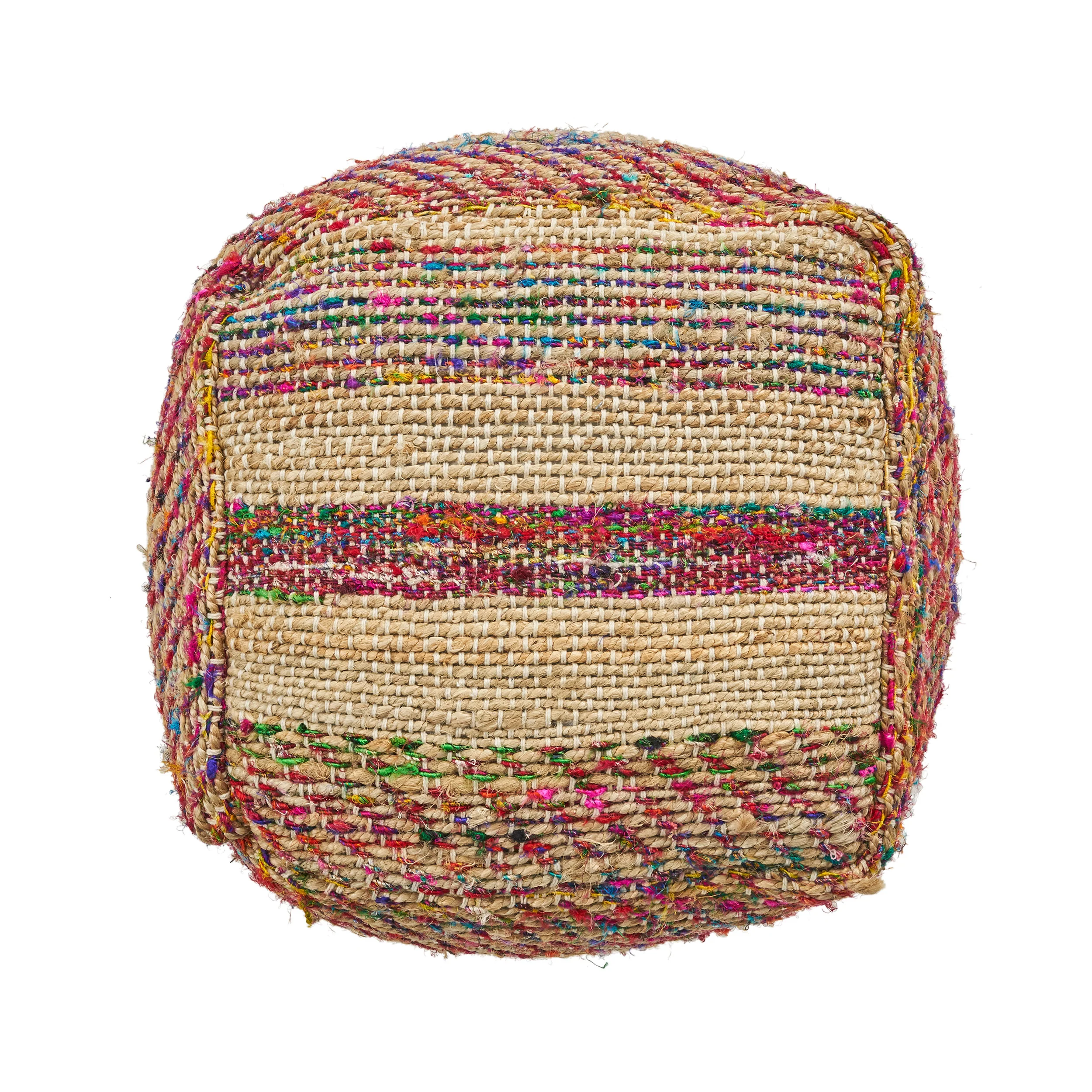 Sofija Boho Hemp Silk and Cotton Ottoman Pouf - furnishings