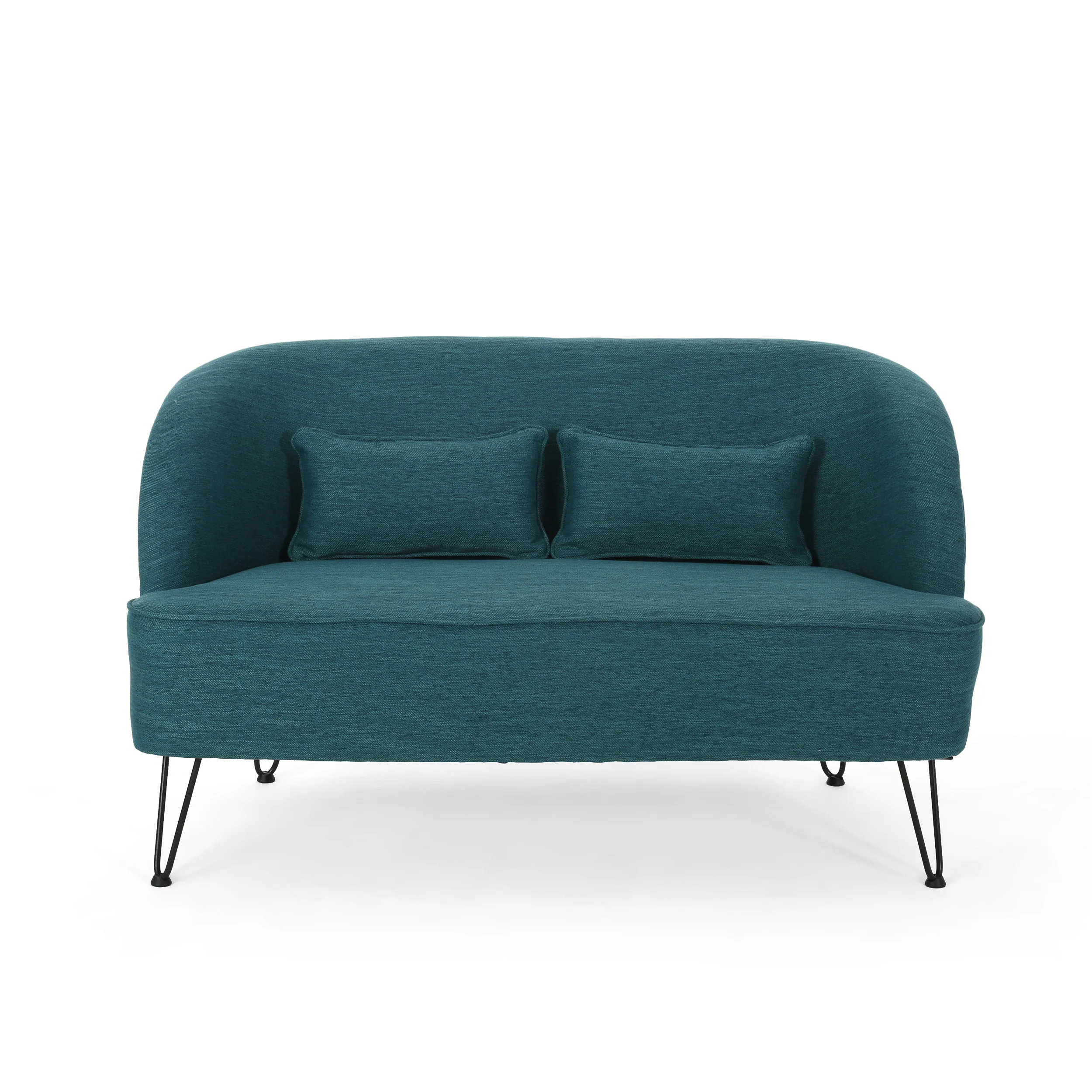 Jordan Modern Fabric Settee with Hairpin Legs - furnishings