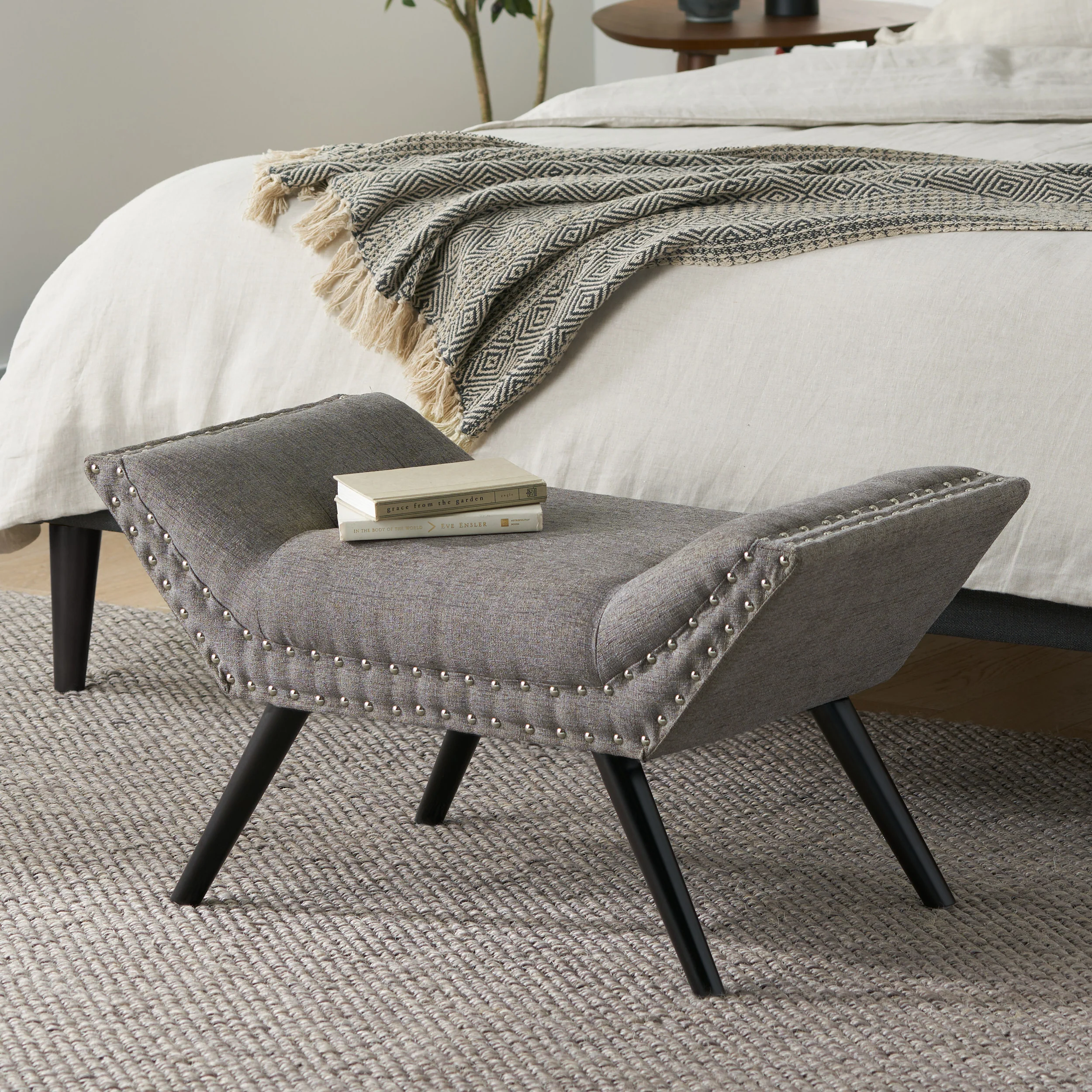 Daniel Tufted Fabric Ottoman Footstool - furnishings