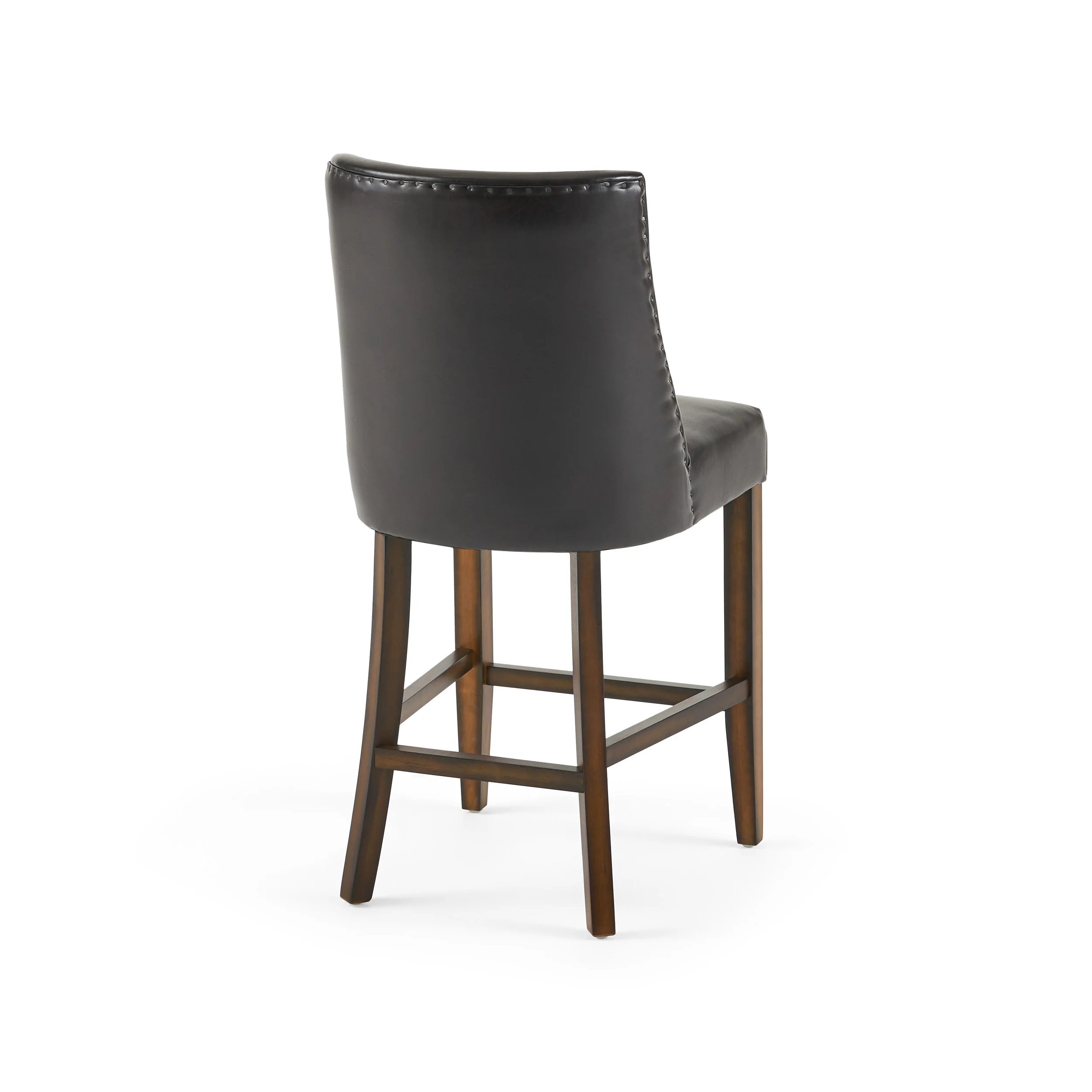 Rydel 27-Inch Brown Leather Nailhead Accent Counter Stools (Set of 2) - furnishings