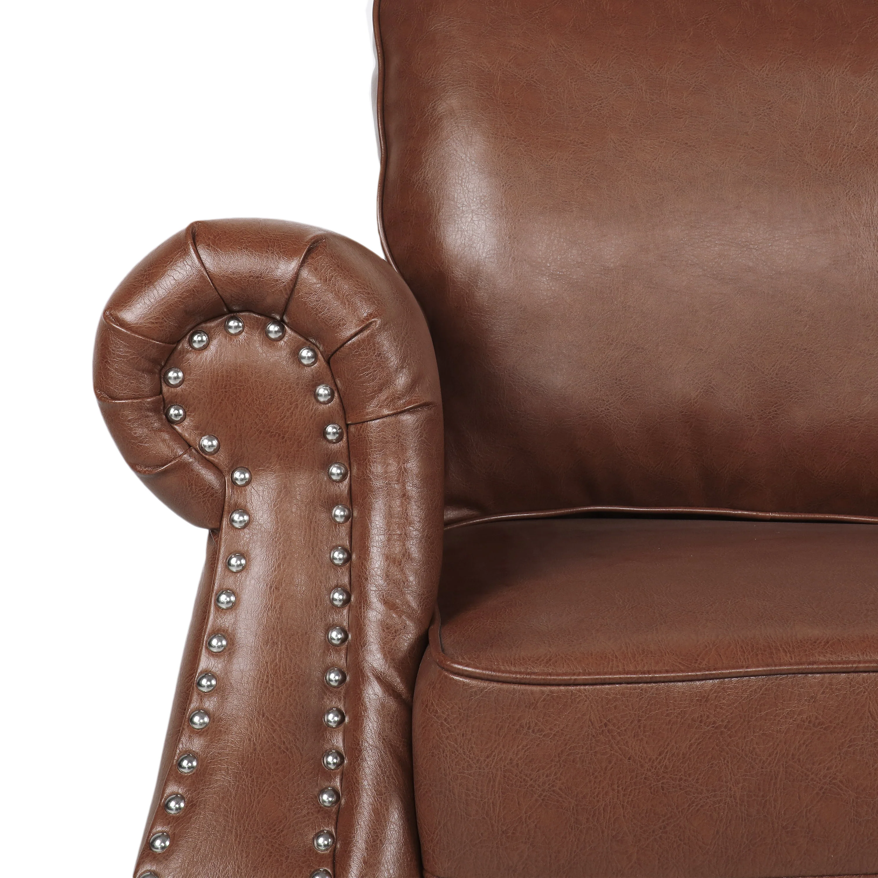 Pochelon Contemporary Faux Leather Loveseat with Nailhead Trim - furnishings