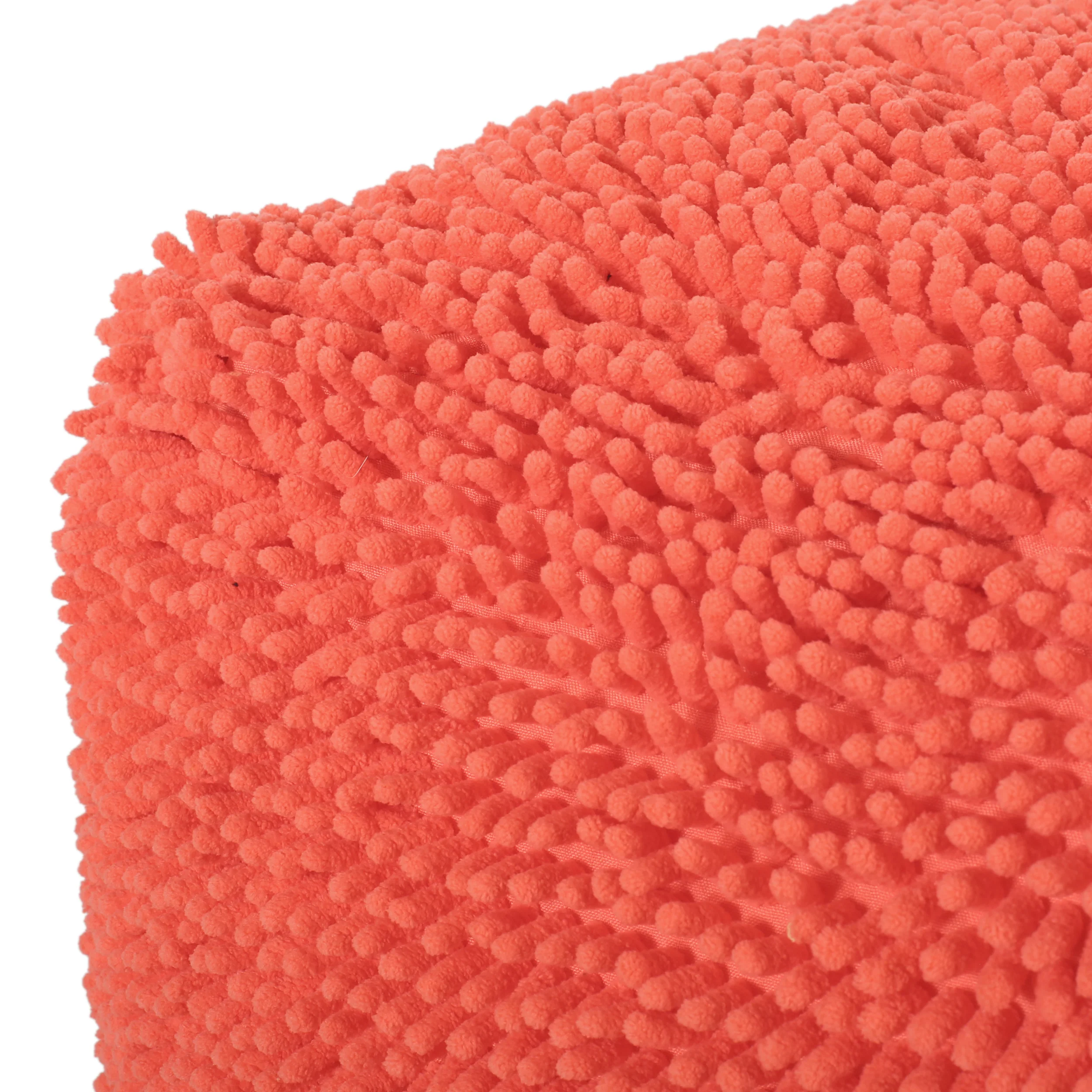 Moloney Modern Microfiber Chenille Square Pouf - furnishings