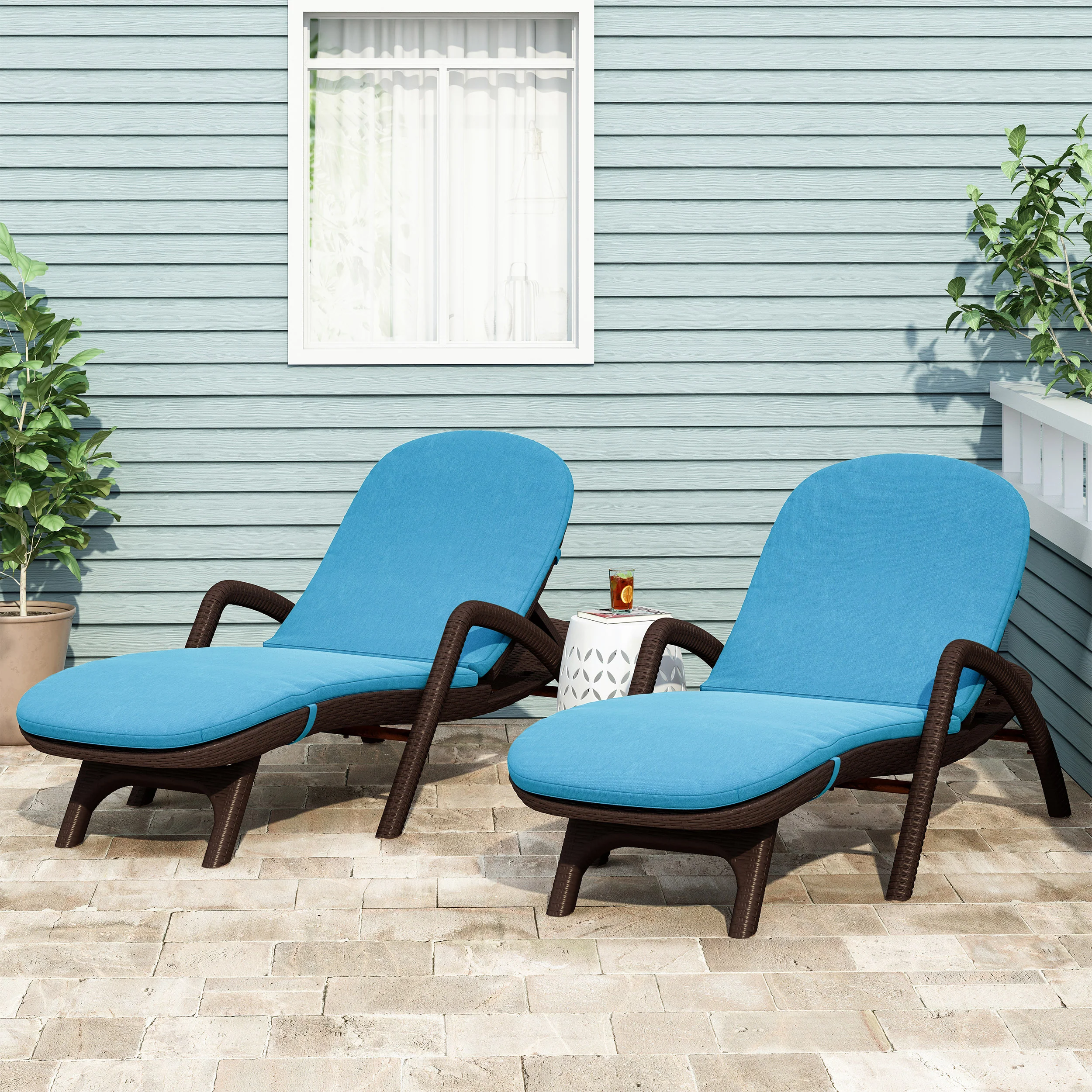 Farirra Outdoor Water Resistant Chaise Lounge Cushions (Set of 2) - furnishings