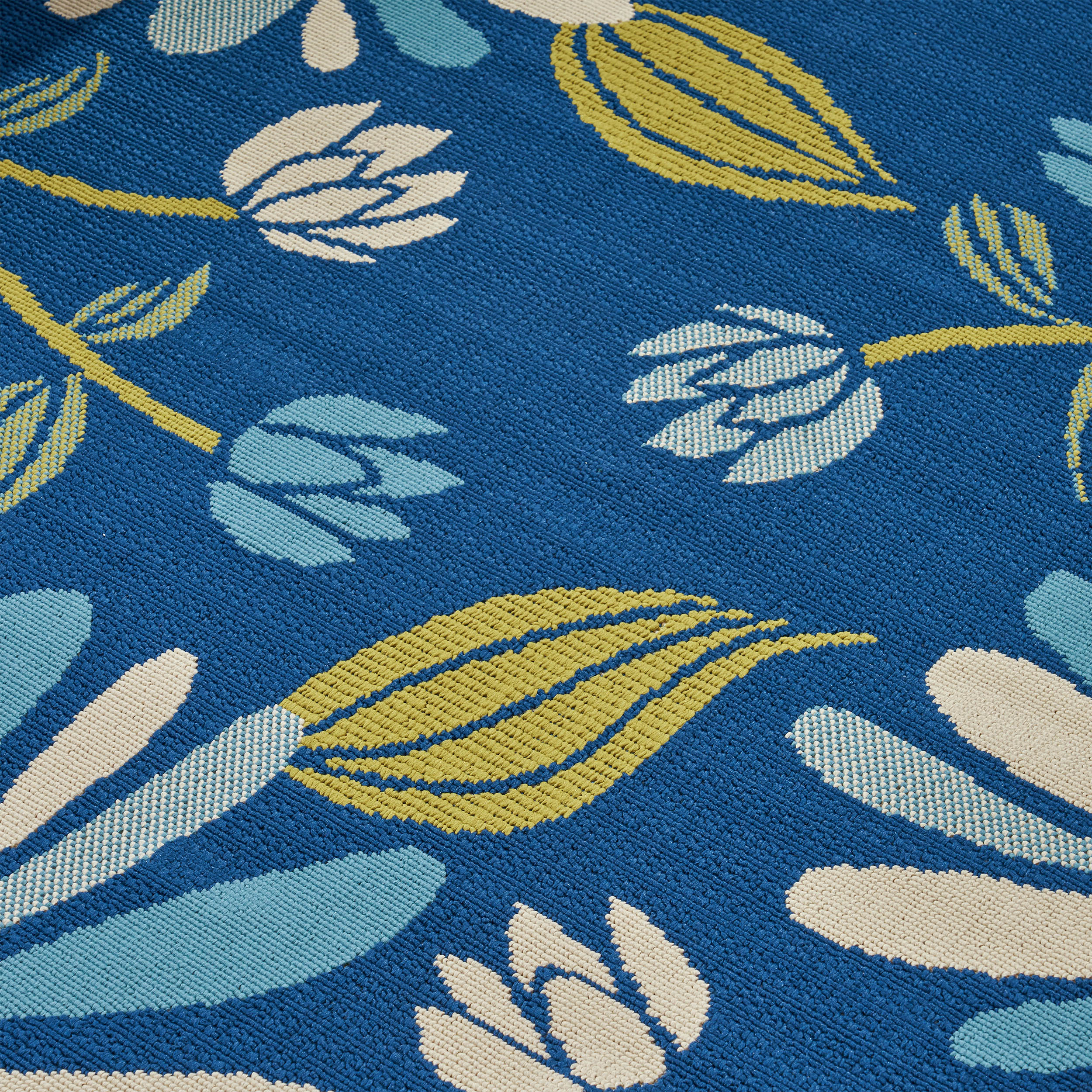 Berwyn Outdoor Floral Area Rug, Blue and Ivory - furnishings