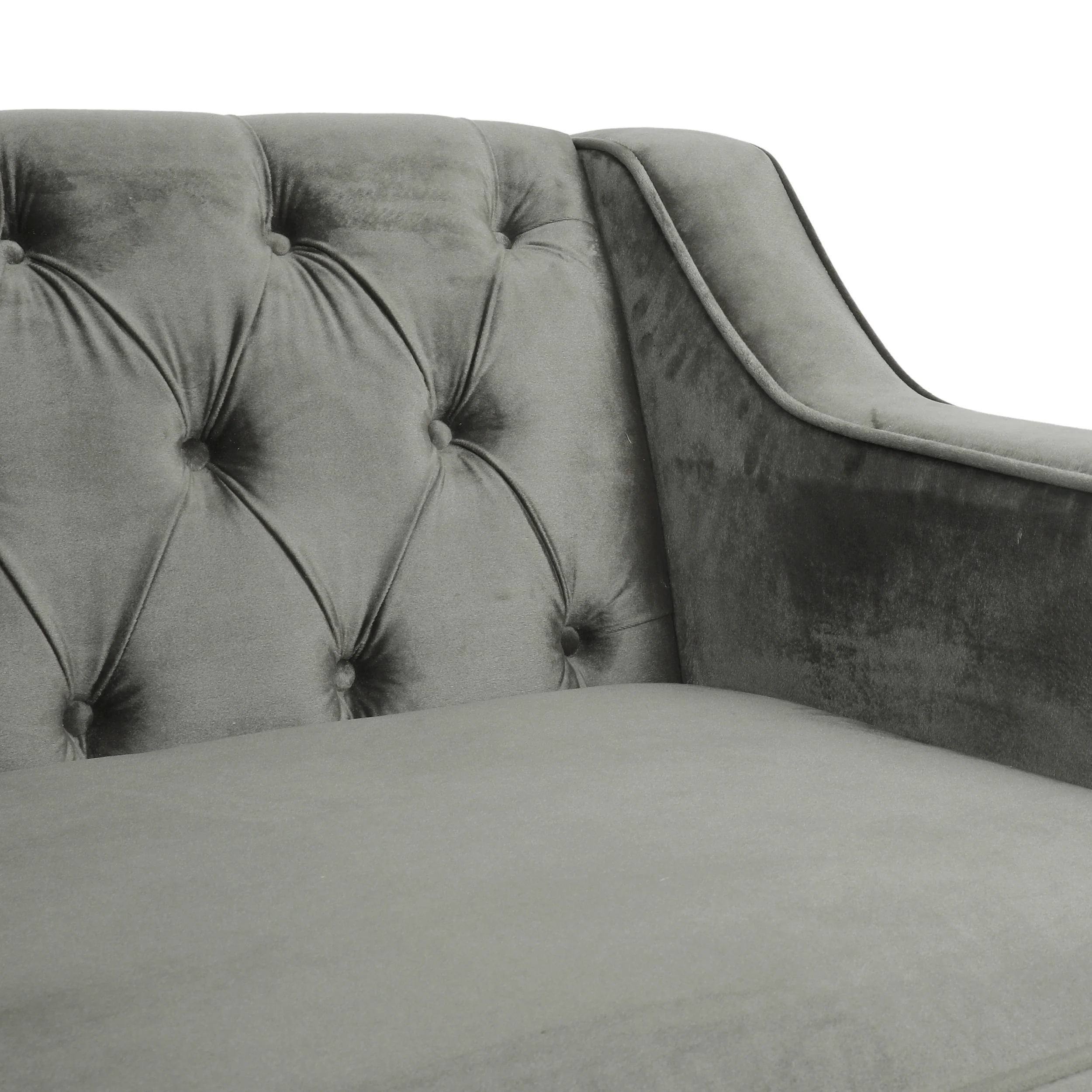 Jameer Modern Glam Tufted Velvet 3 Seater Sofa - furnishings