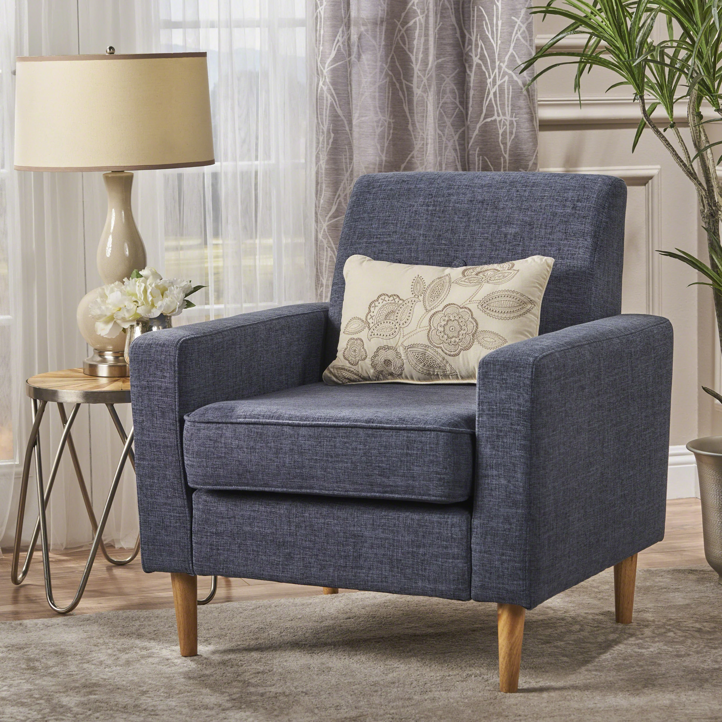 Stratford Mid Century Modern Fabric Club Chair - furnishings