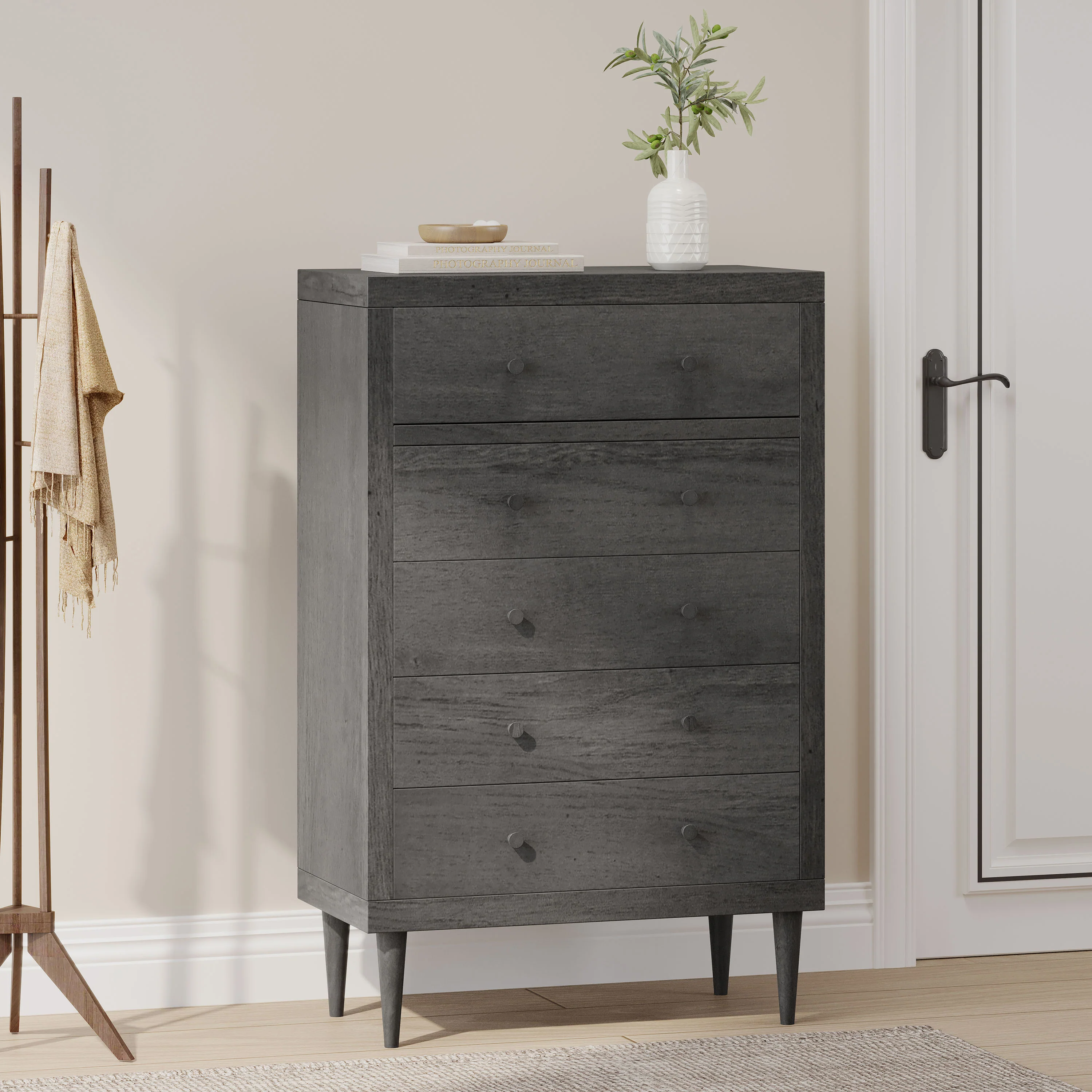 Farhart Mid Century Modern 5 Drawer Dresser - furnishings