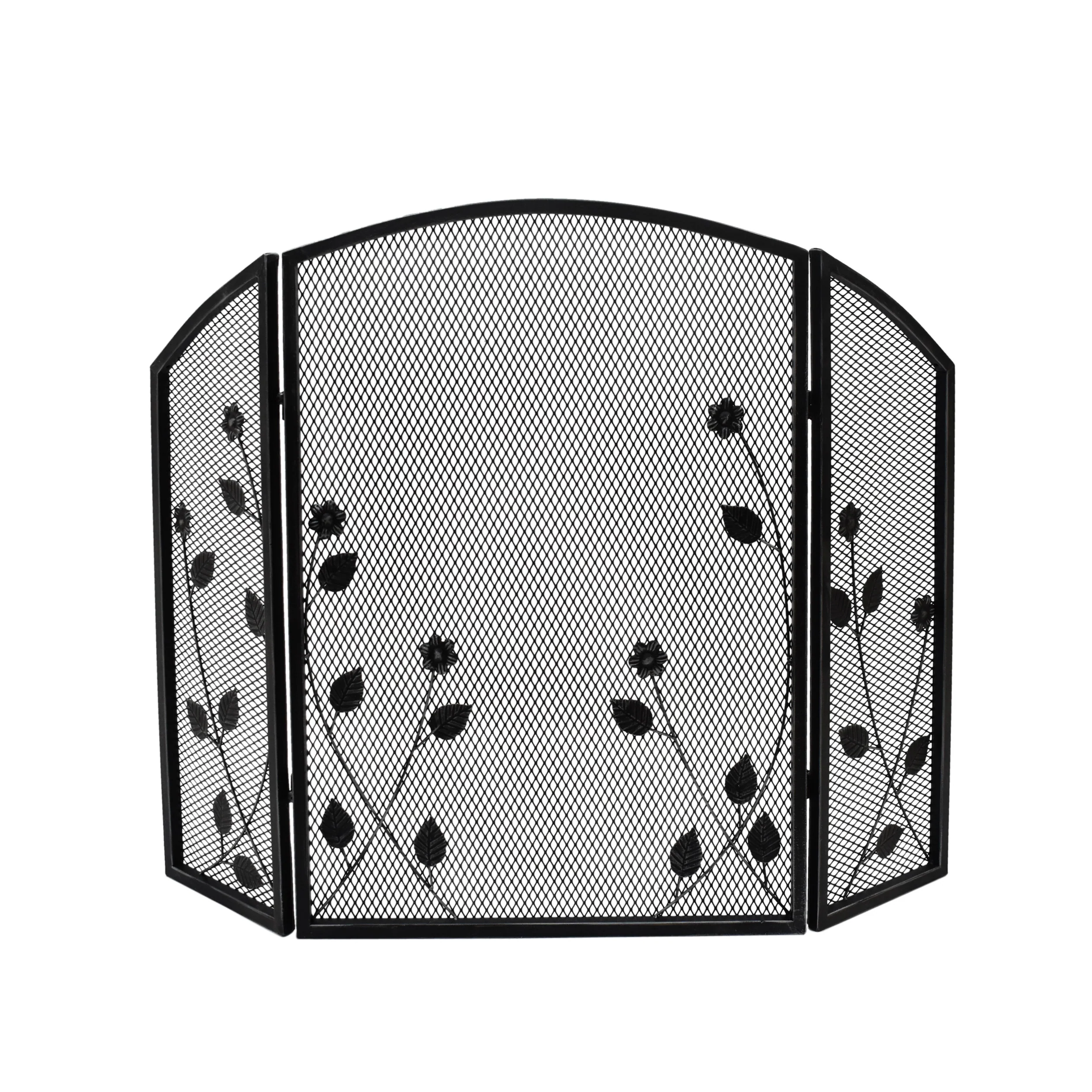 Jenna Modern Iron Firescreen with Leaf Accents - furnishings