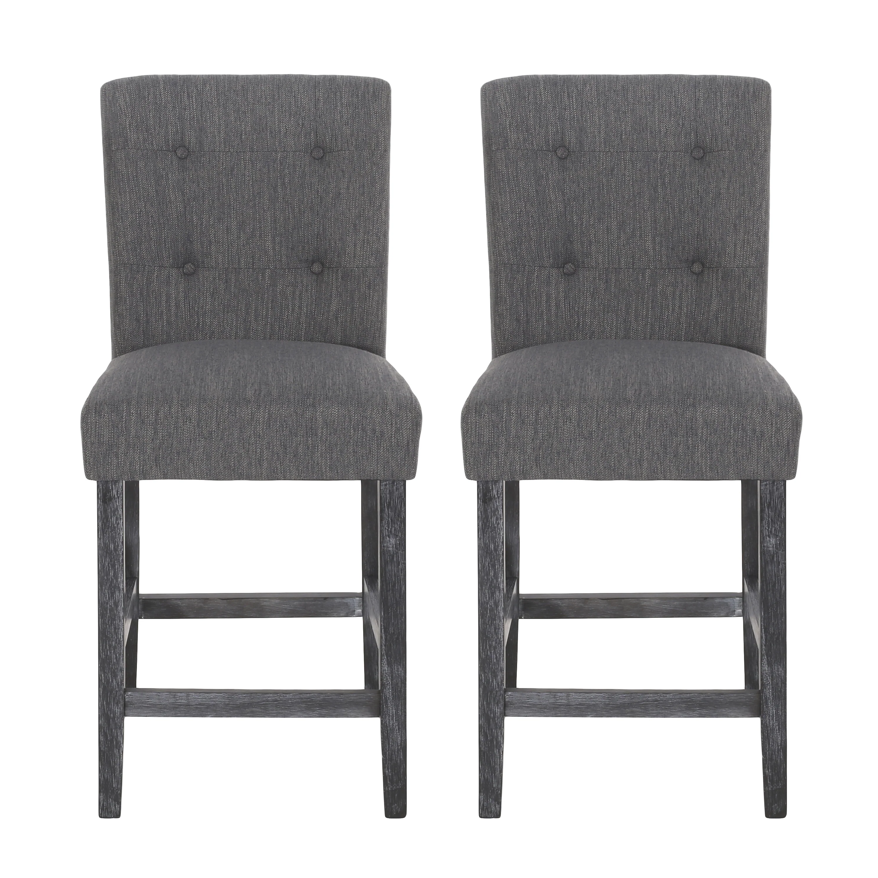 Dellroy Contemporary Fabric Button Tufted 26 Inch Counter Stools, Set of 2 - furnishings