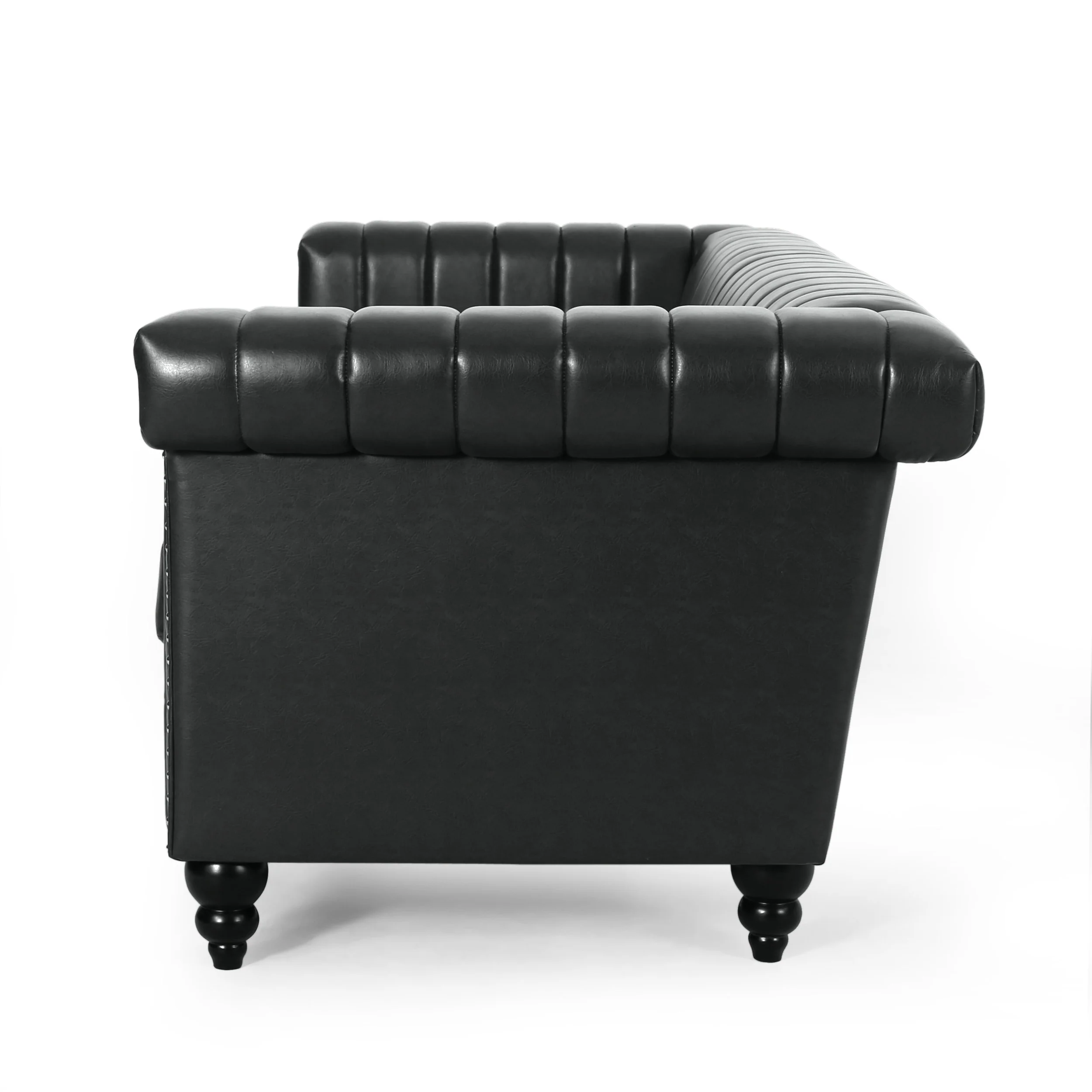 Donley Contemporary Channel Stitch 3 Seater Sofa with Nailhead Trim - furnishings