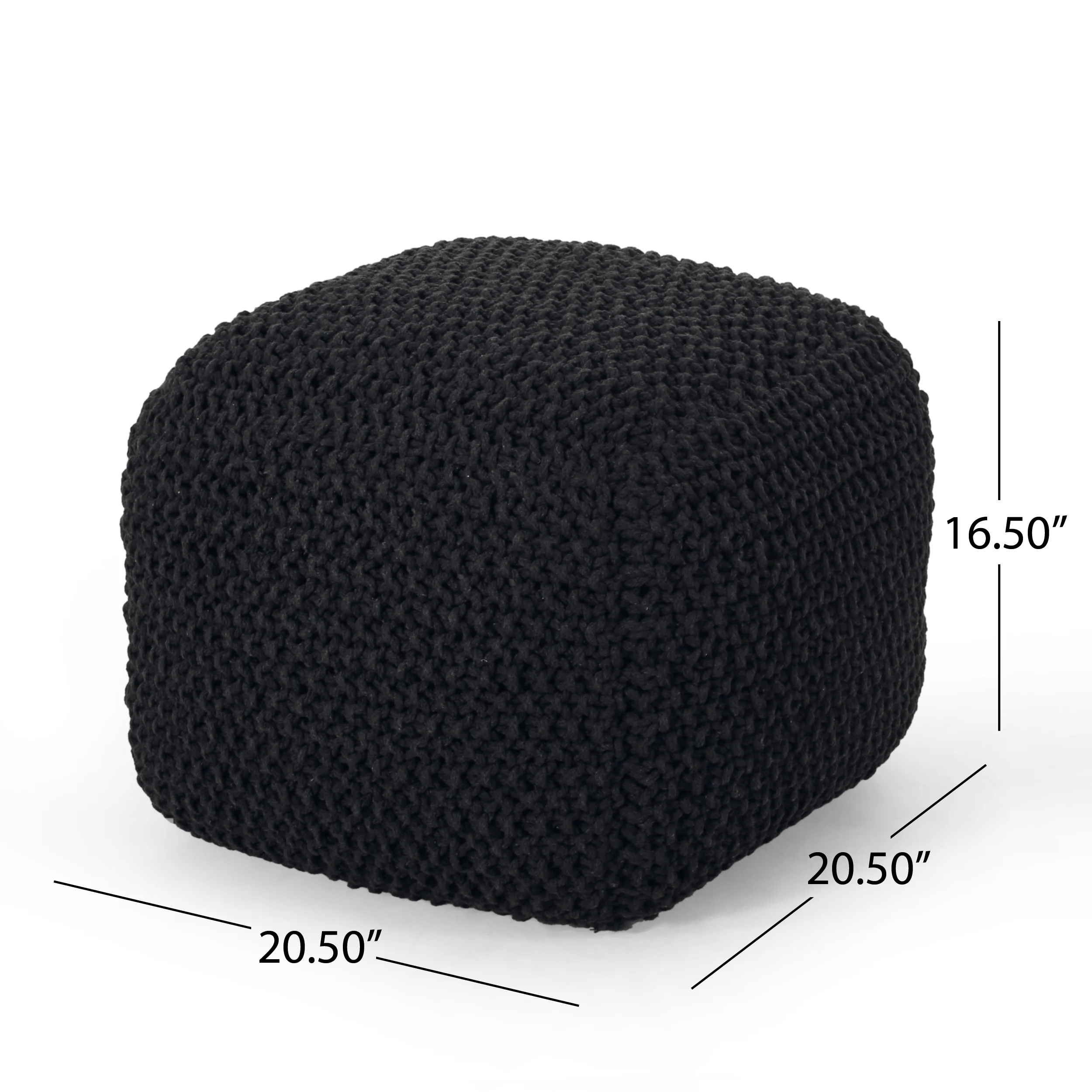 Teresa Modern Knitted Cotton Cube Pouf - furnishings