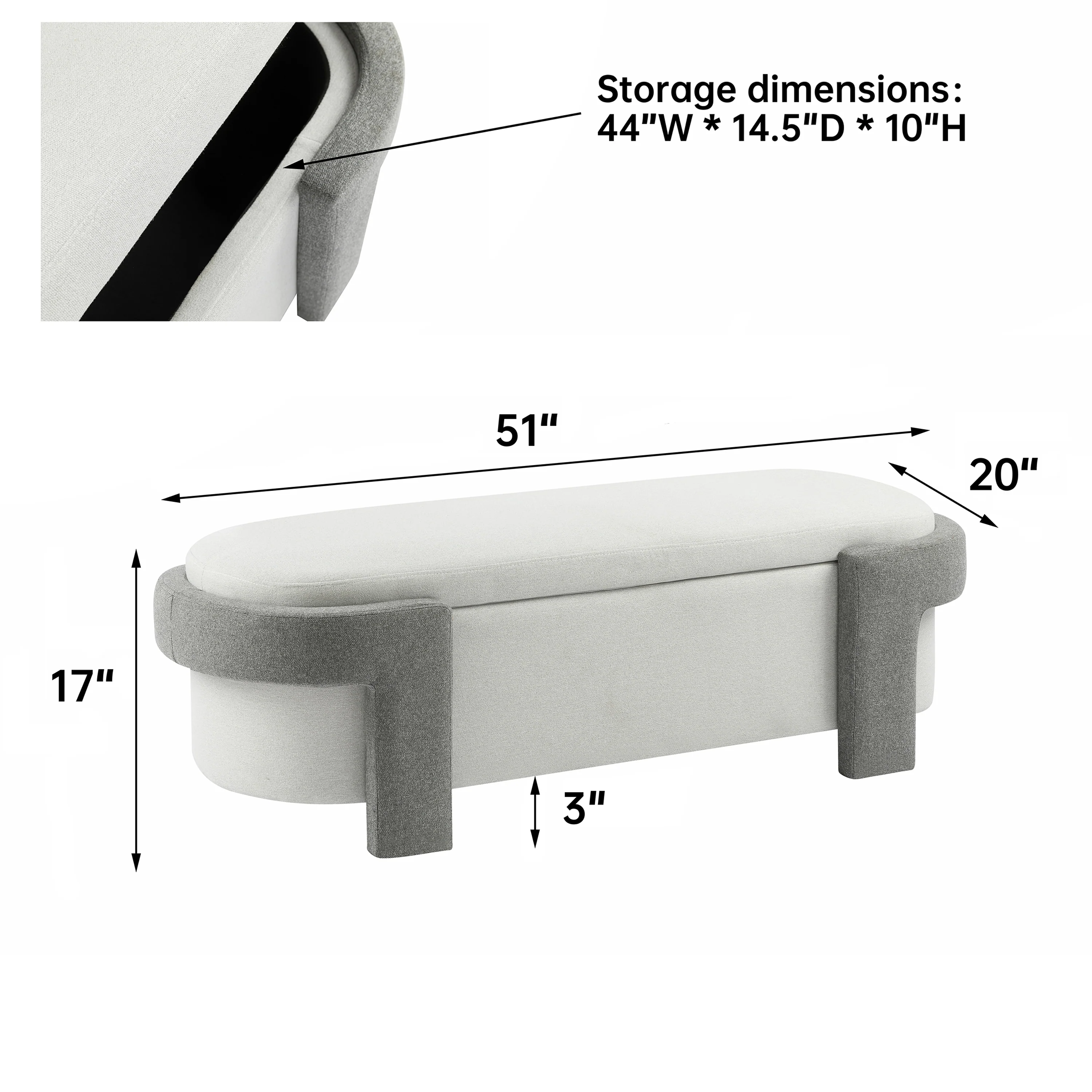 Ethan Upholstered Fabric Storage Ottoman Bench Foot Rest Stool - furnishings