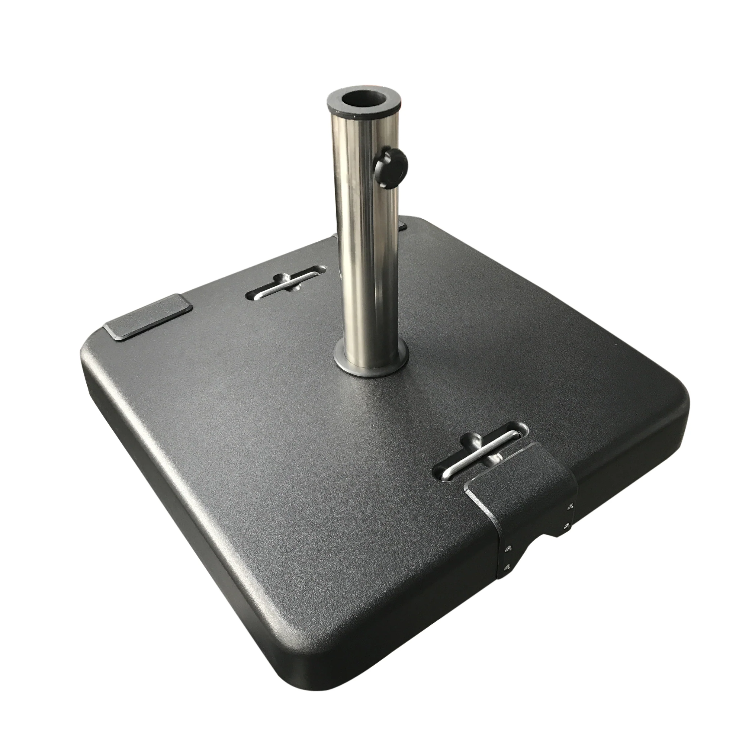 Larissa Outdoor 119lb Concrete Square Umbrella Base with Stainless Steel Collar - furnishings