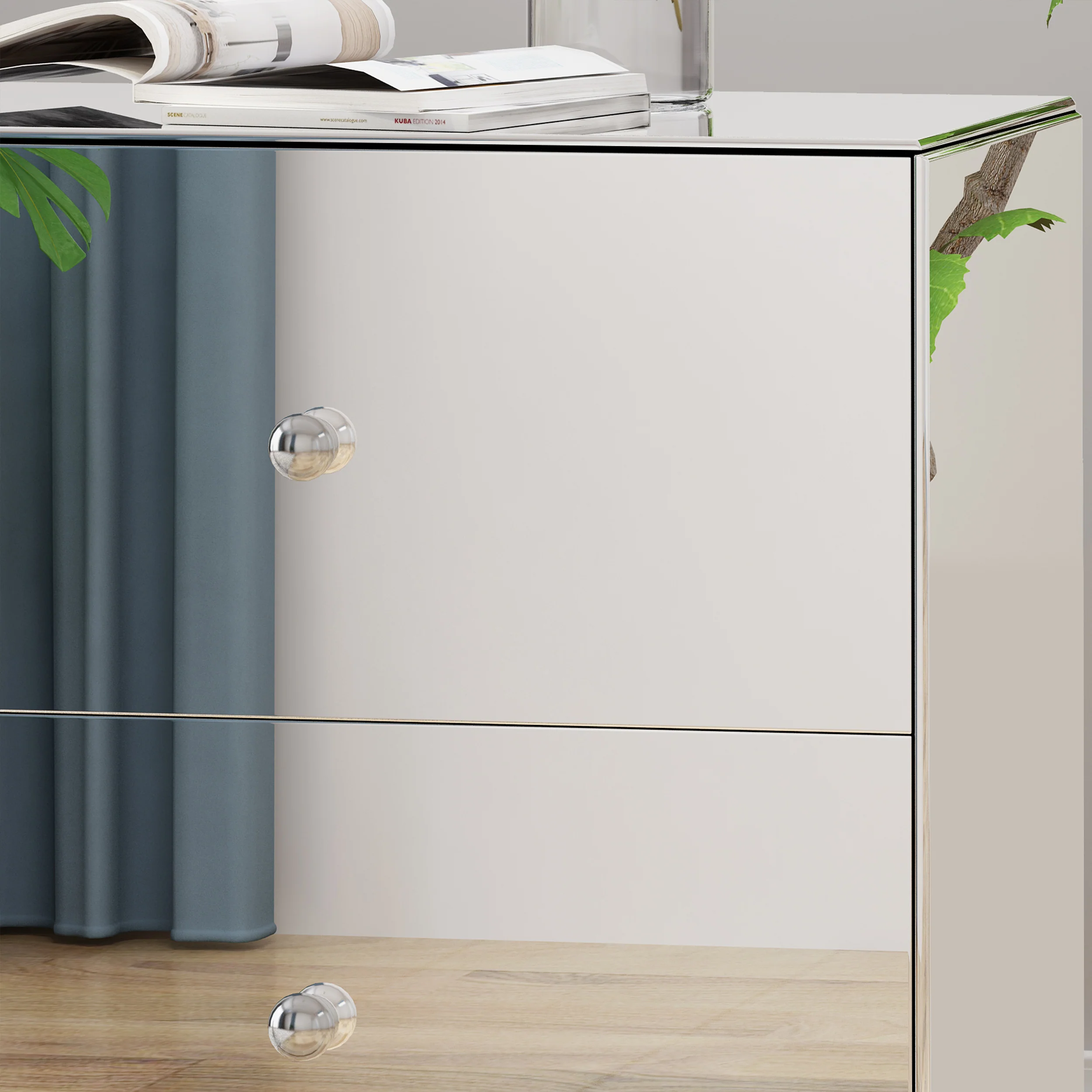 Eternis Modern Mirrored Two Drawer Cabinet - furnishings