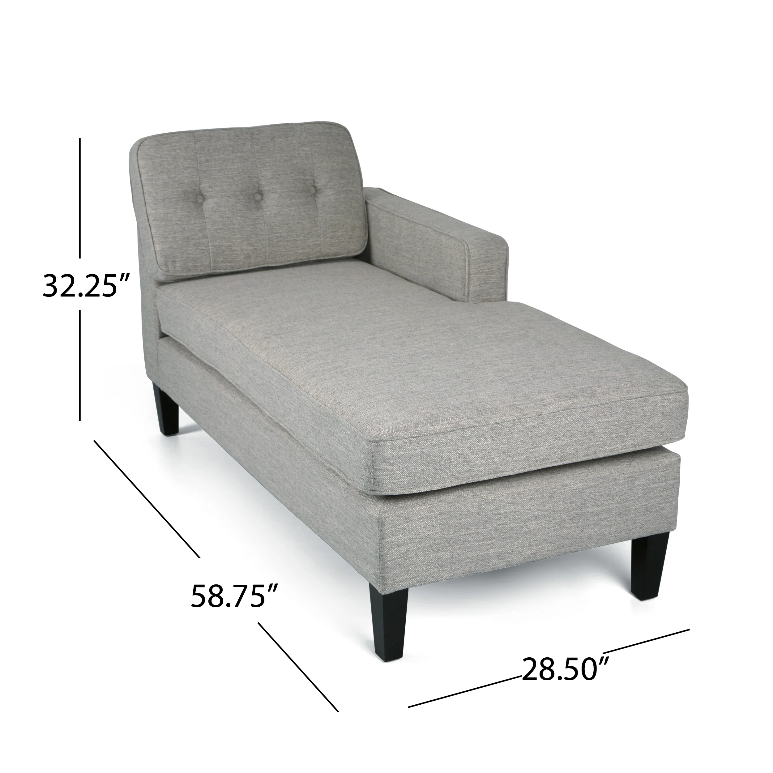Grace Contemporary Fabric Chaise Sectional with Button Accents - furnishings