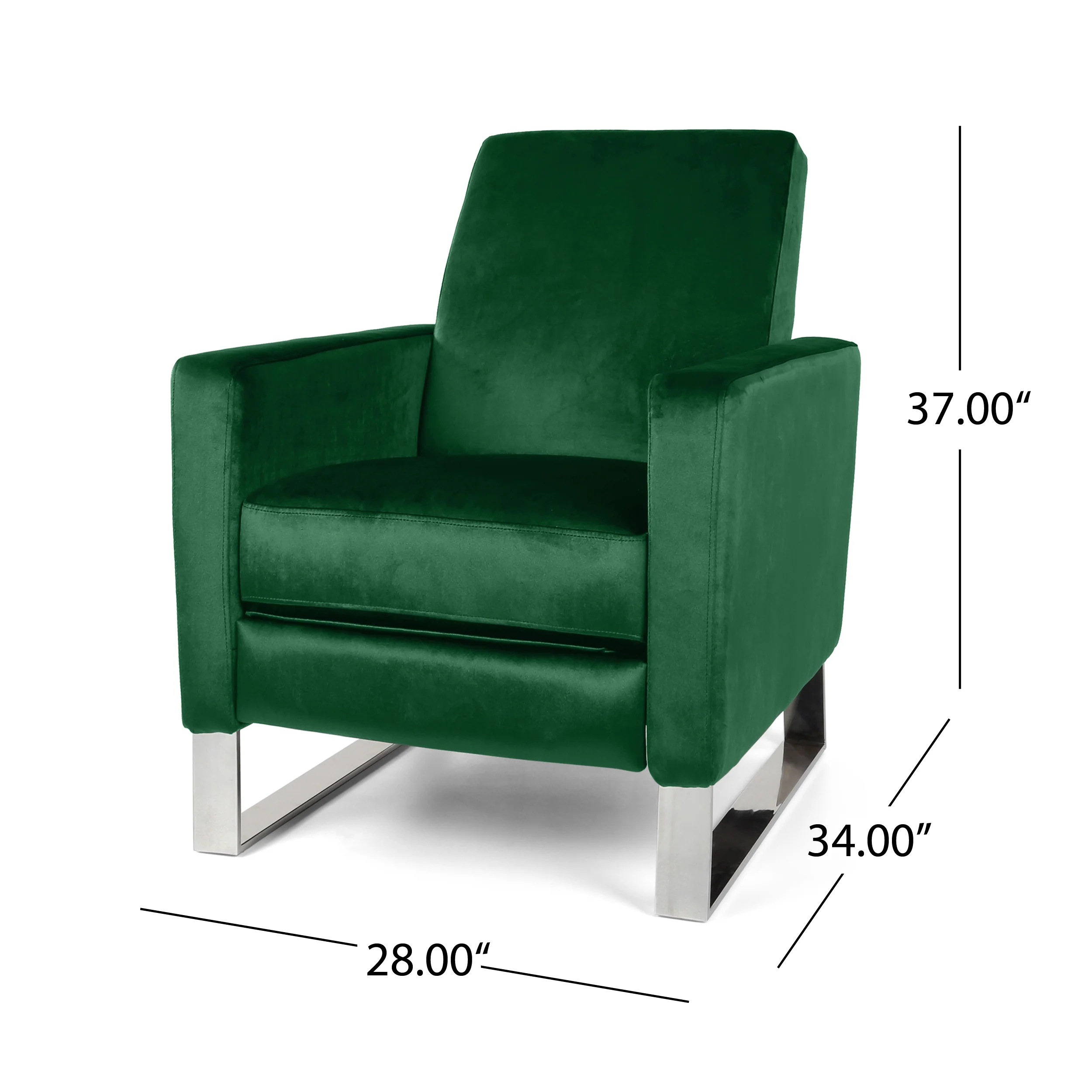 Arvin Modern Push Back High Leg Recliner with Stainless Steel Legs - furnishings