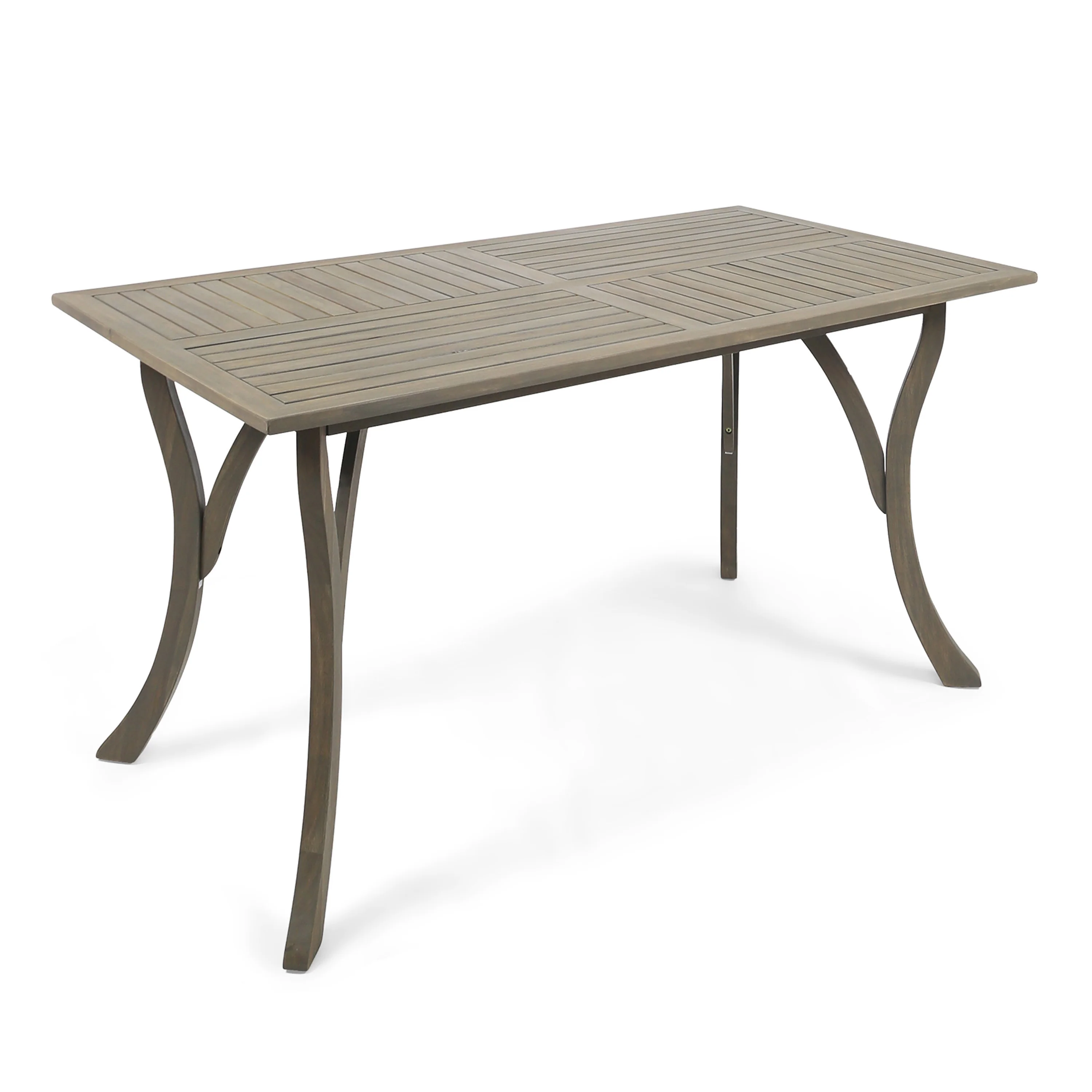 Robin Outdoor 7 Piece Wood and Wicker Dining Set, Gray and Gray - furnishings