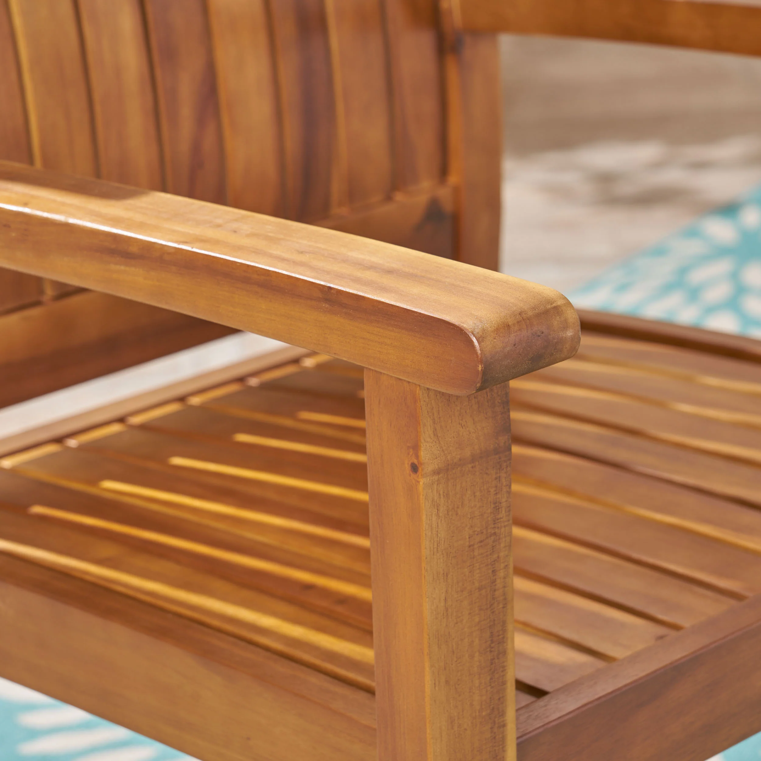 Kally Outdoor 7 Piece Acacia Dining Set, Teak Finish - furnishings