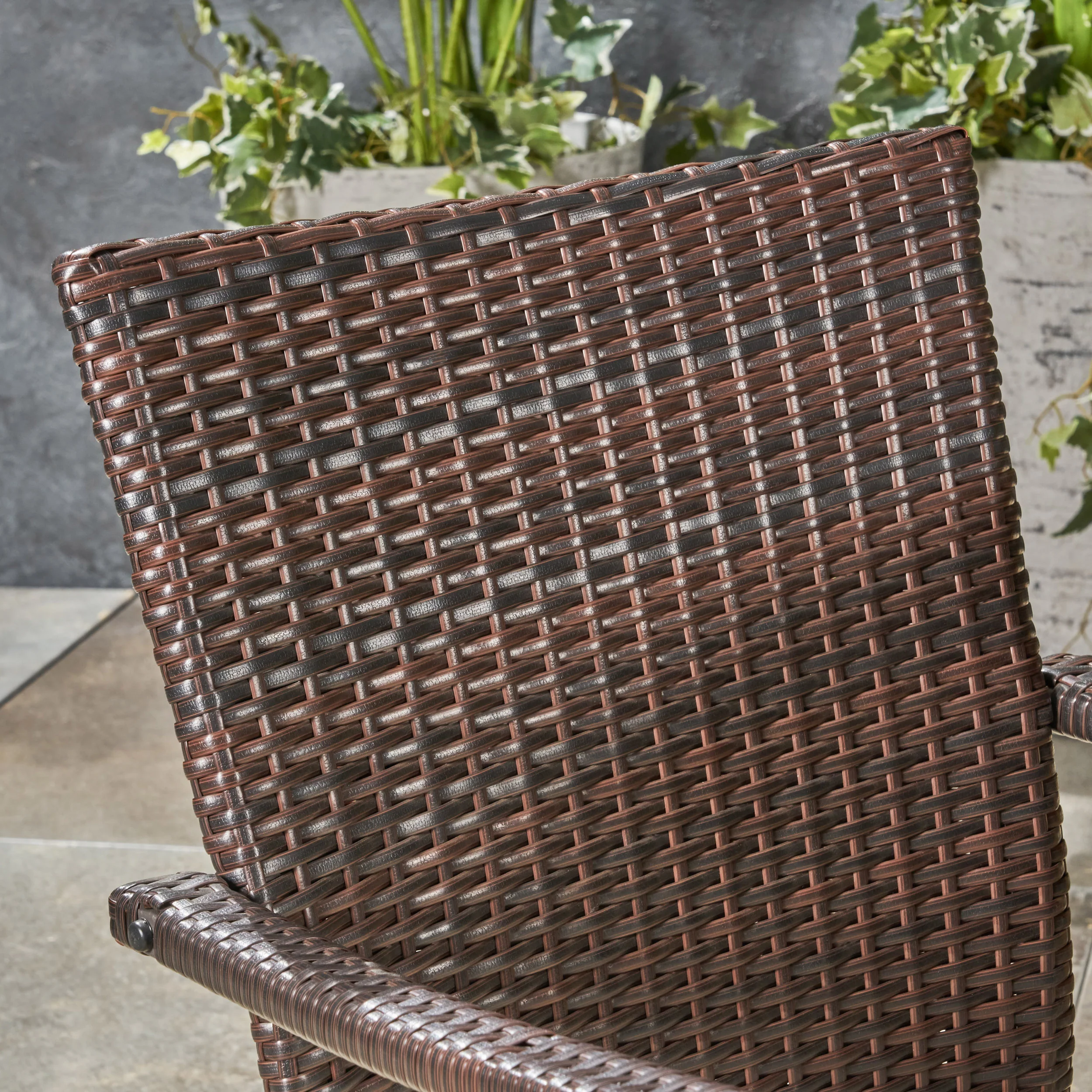 Stanfer Outdoor 7-Piece Acacia Wood Dining Set with Wicker Chairs - furnishings