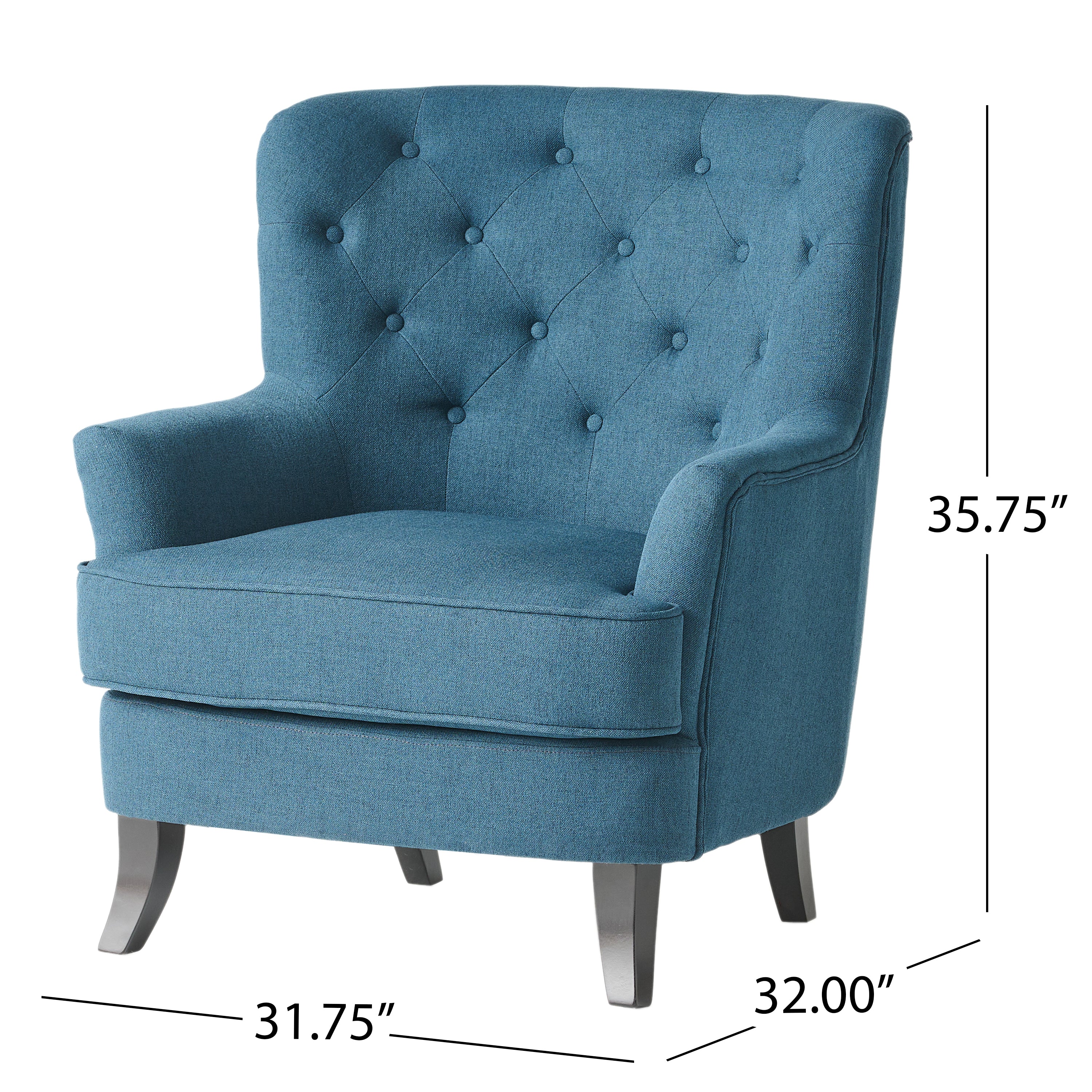 Annelia Contemporary Button Tufted Upholstered Fabric Club chair w/ Piped Edges - furnishings