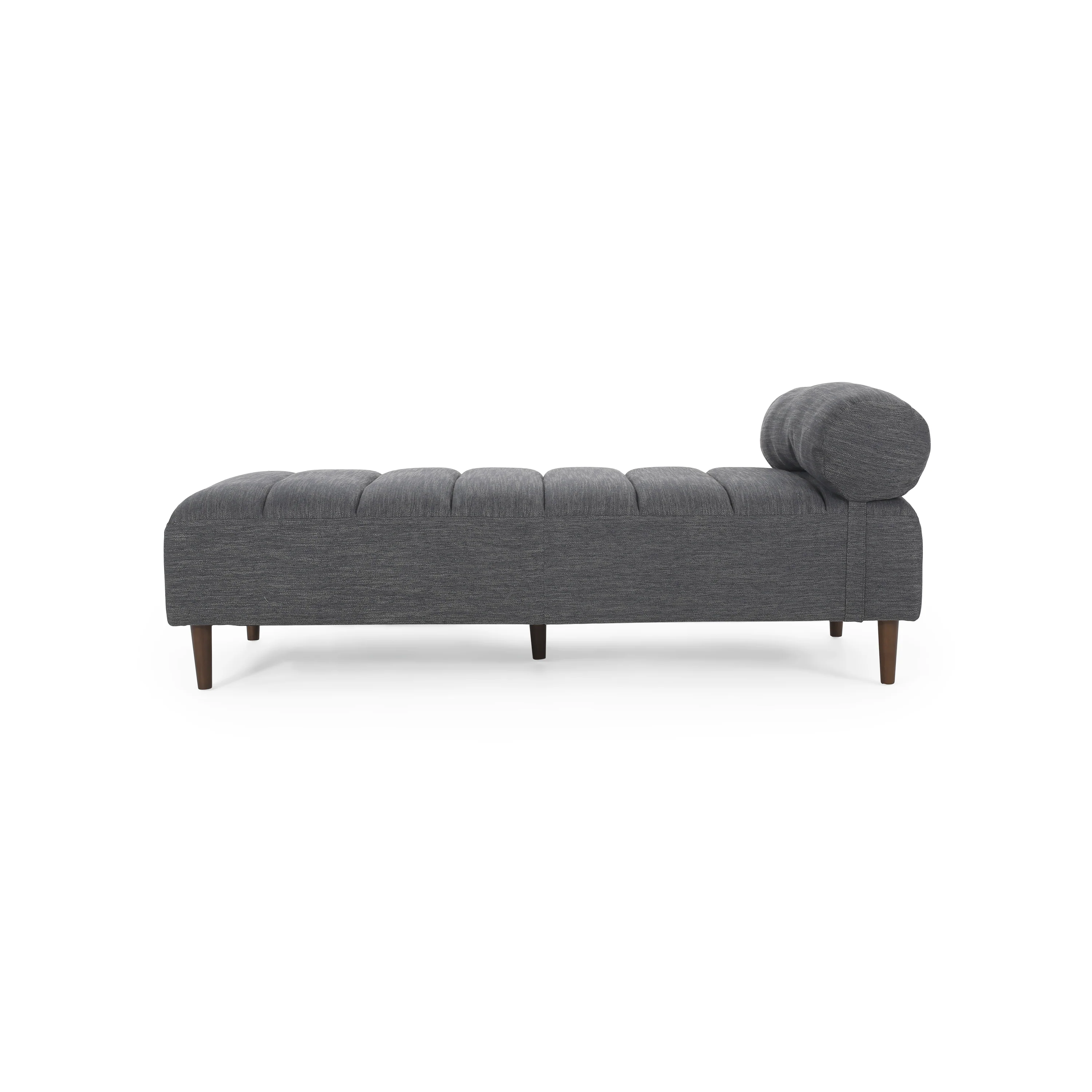 Holmwood Mid Century Modern Fabric Tufted Chaise Lounge with Bolster Pillow - furnishings
