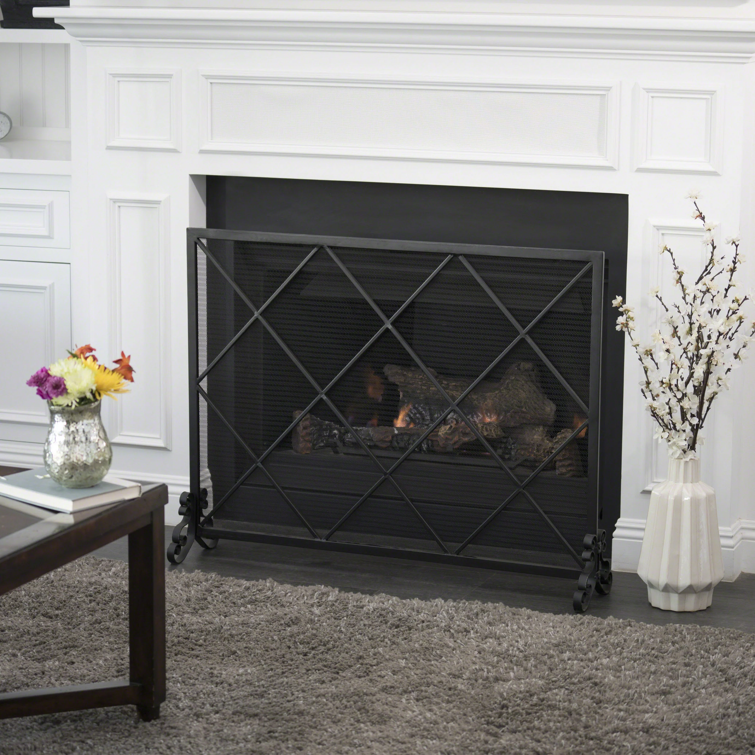 Hayden Single Panel Iron Fire Screen - furnishings