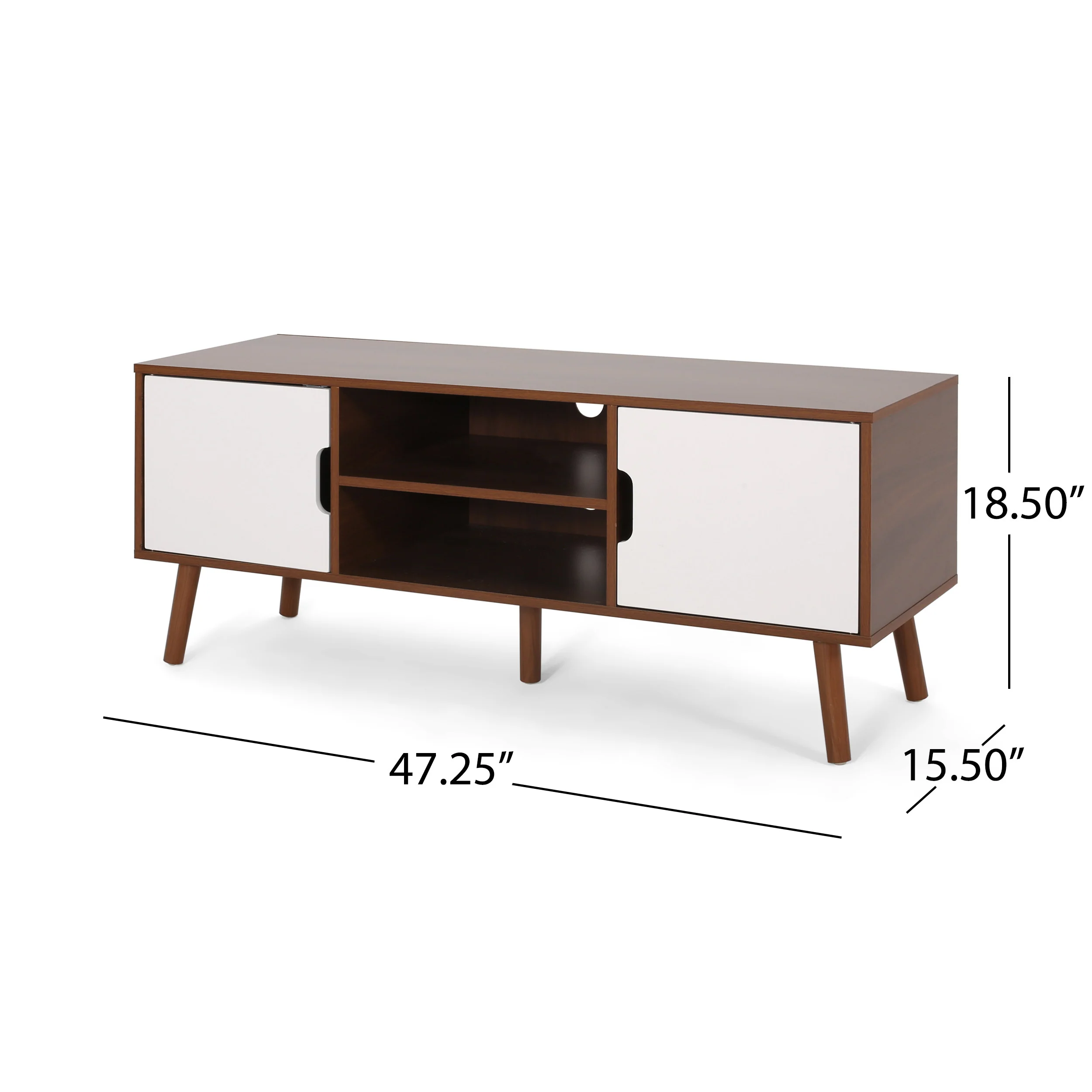 Aaditya Mid Century Modern 2 Cabinets & Shelves TV Stand - furnishings