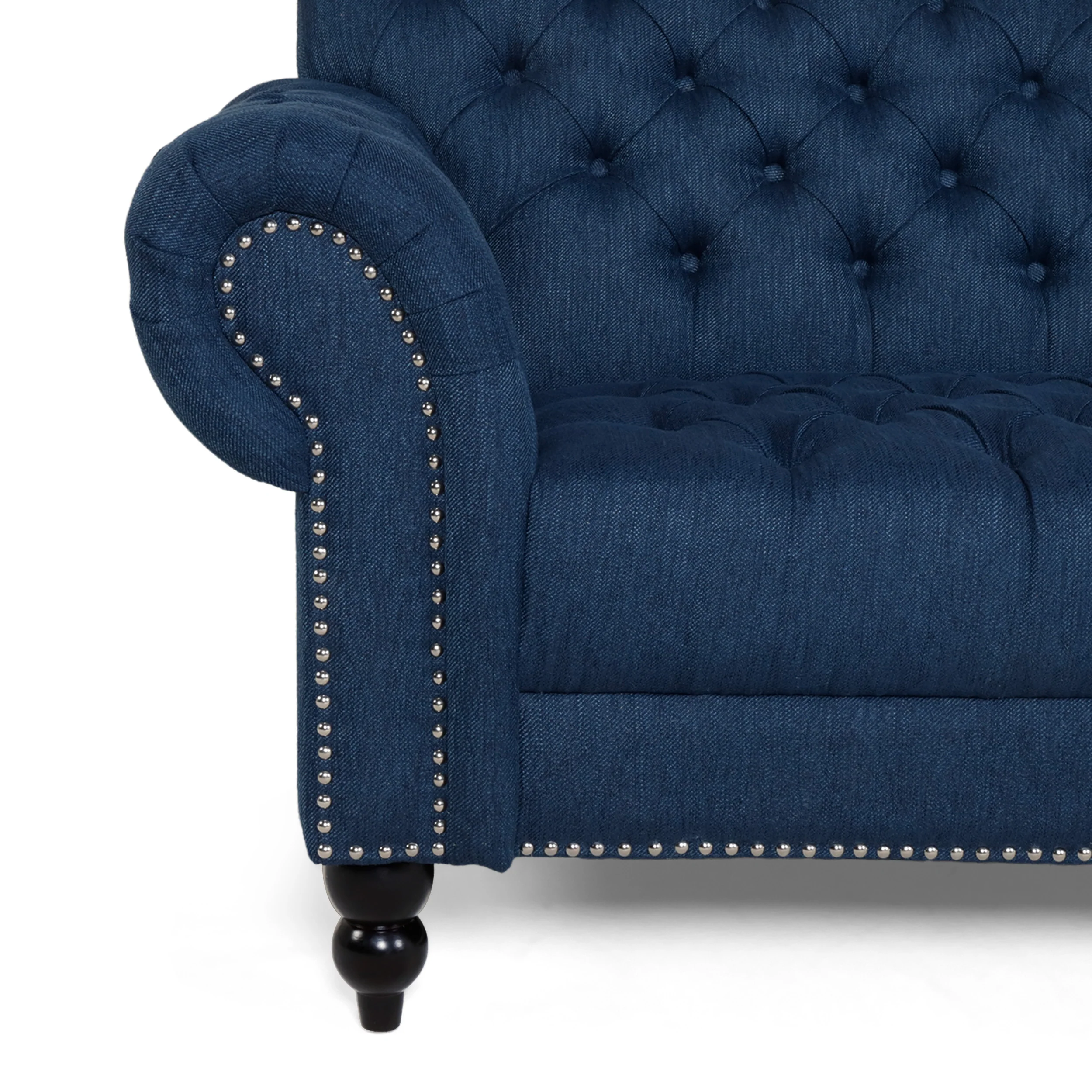Emeric Chesterfield Button Tufted Fabric 3 Seater Sofa - furnishings