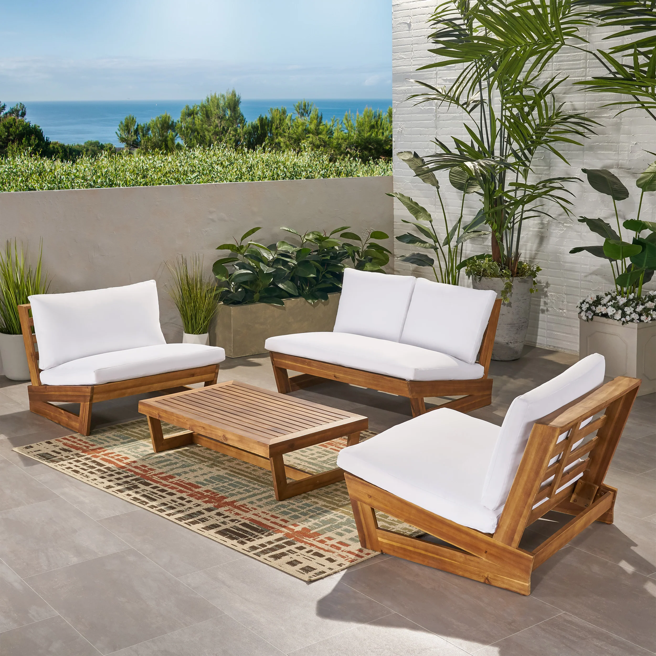 Emma Outdoor 4 Seater Chat Set with Coffee Table - furnishings