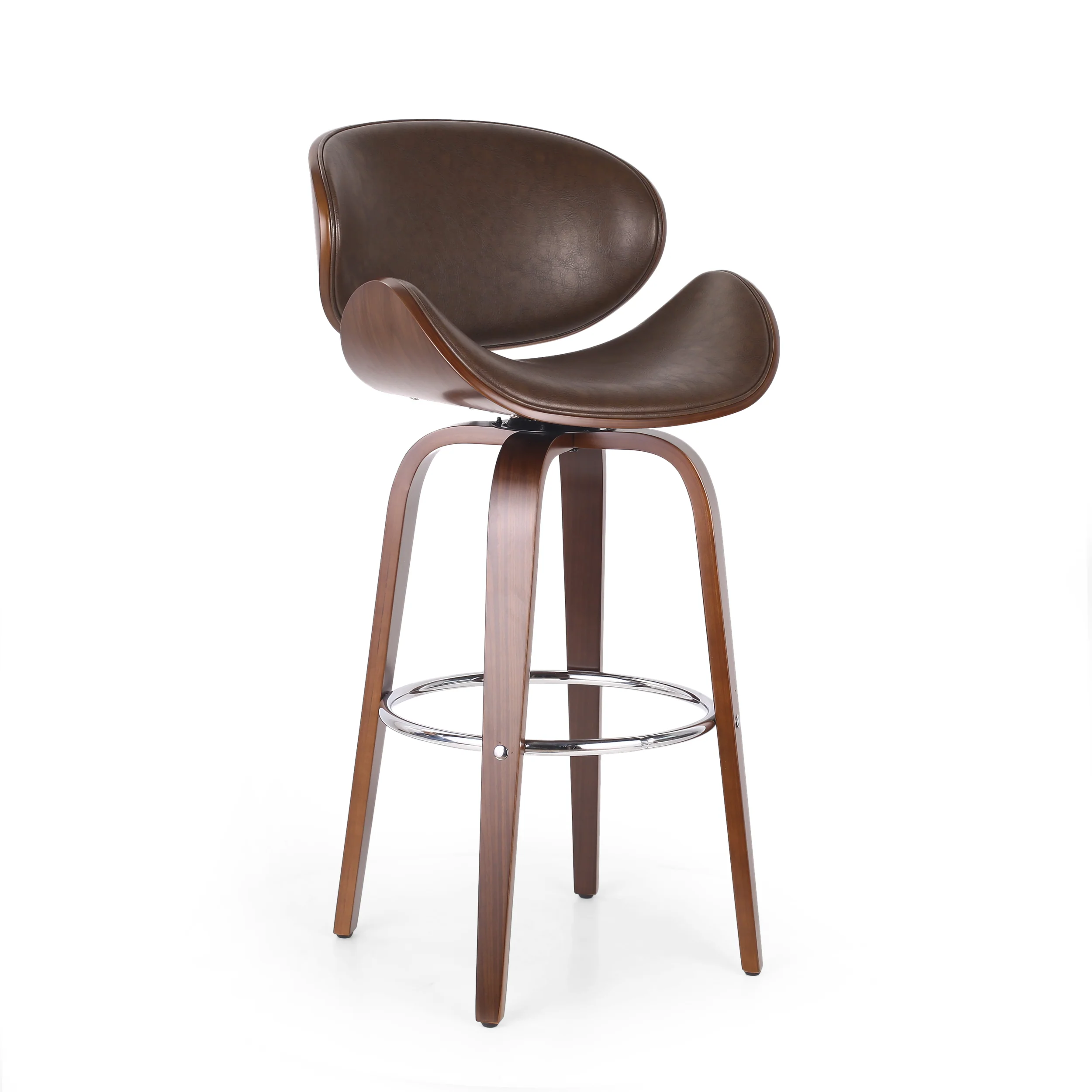Candler Mid-Century Modern Upholstered Swivel Barstool - furnishings