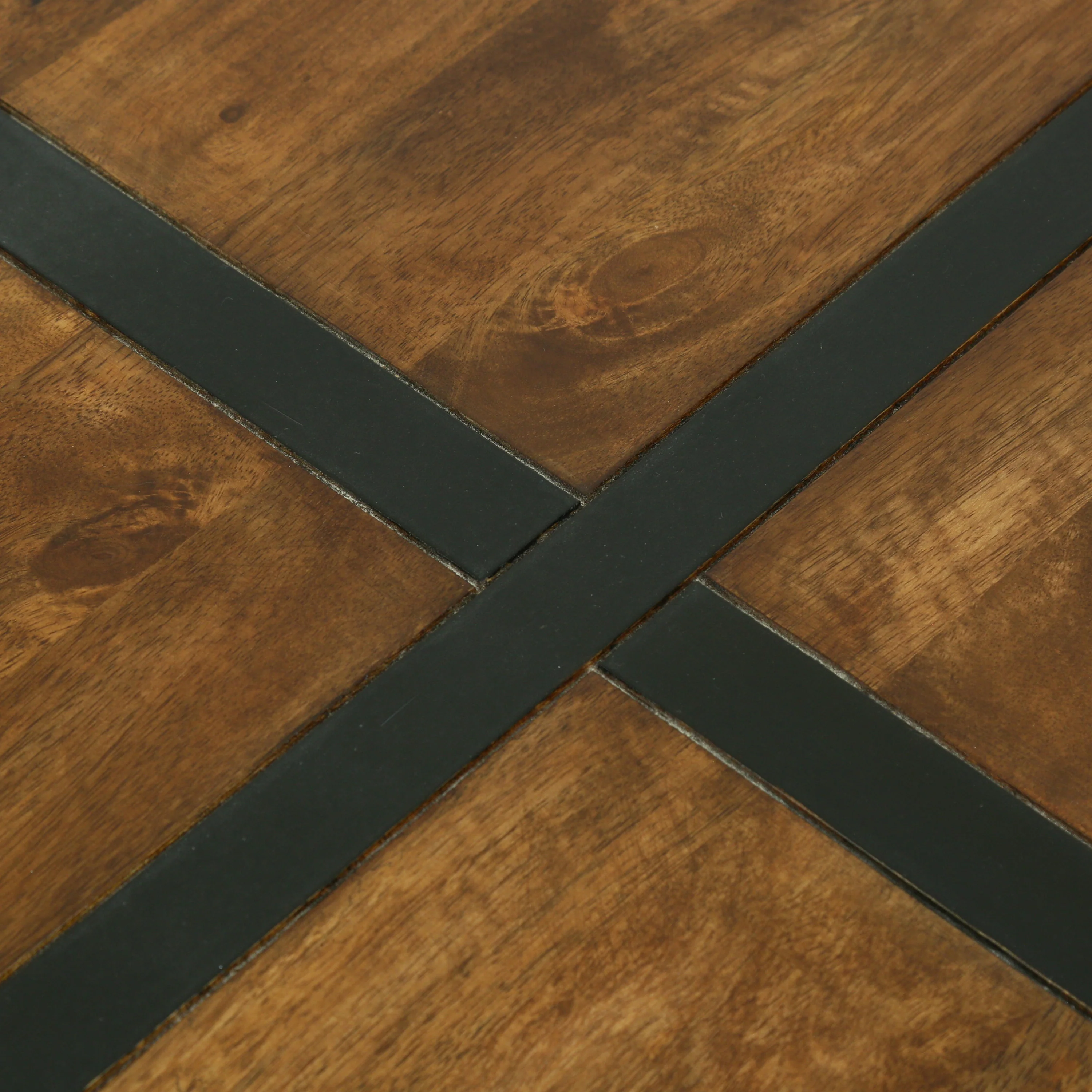 Riverlake Handmade Mango Wood and Iron Square Coffee Table, Walnut Brown and Black - furnishings