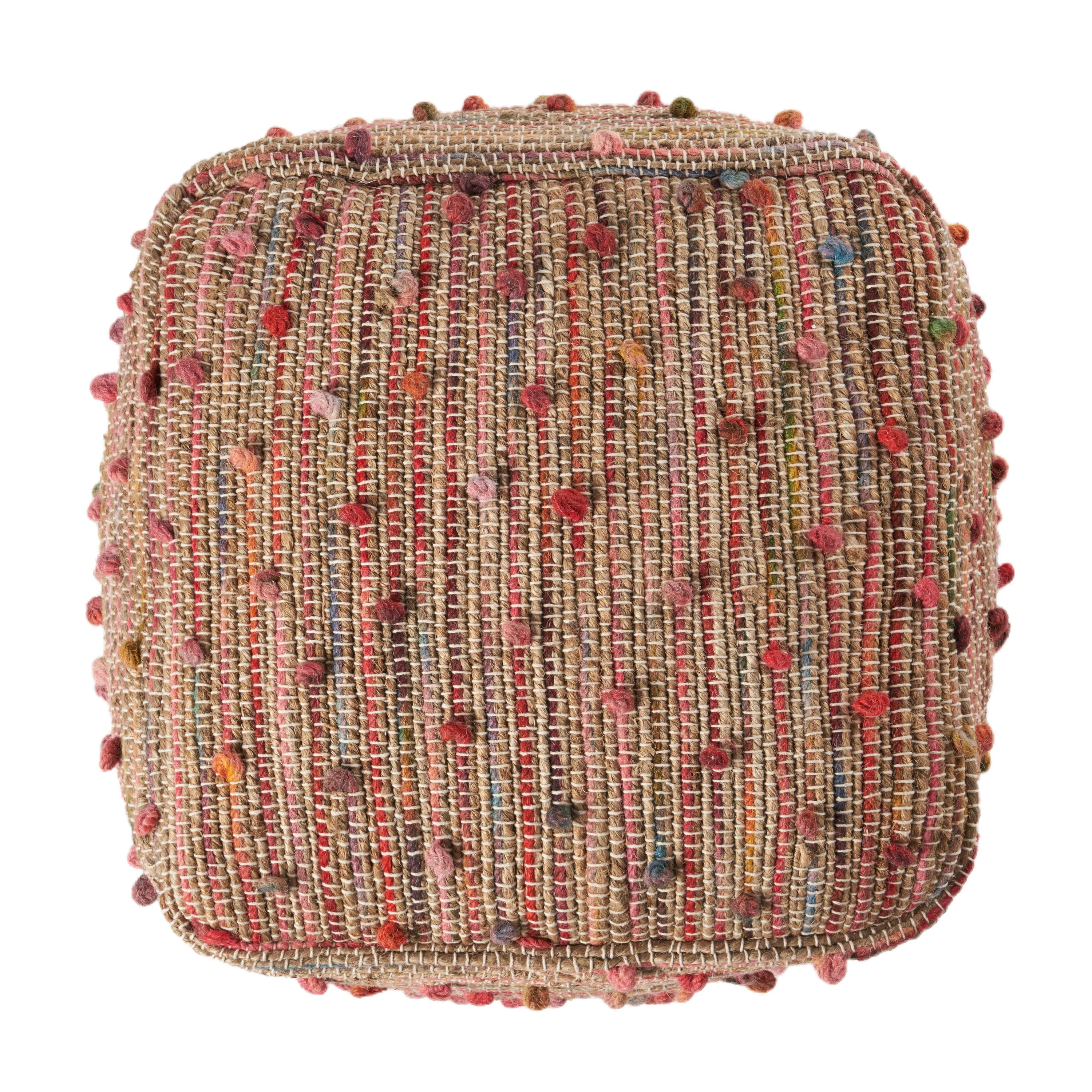 Rainy Boho Jute and Cotton Pouf - furnishings