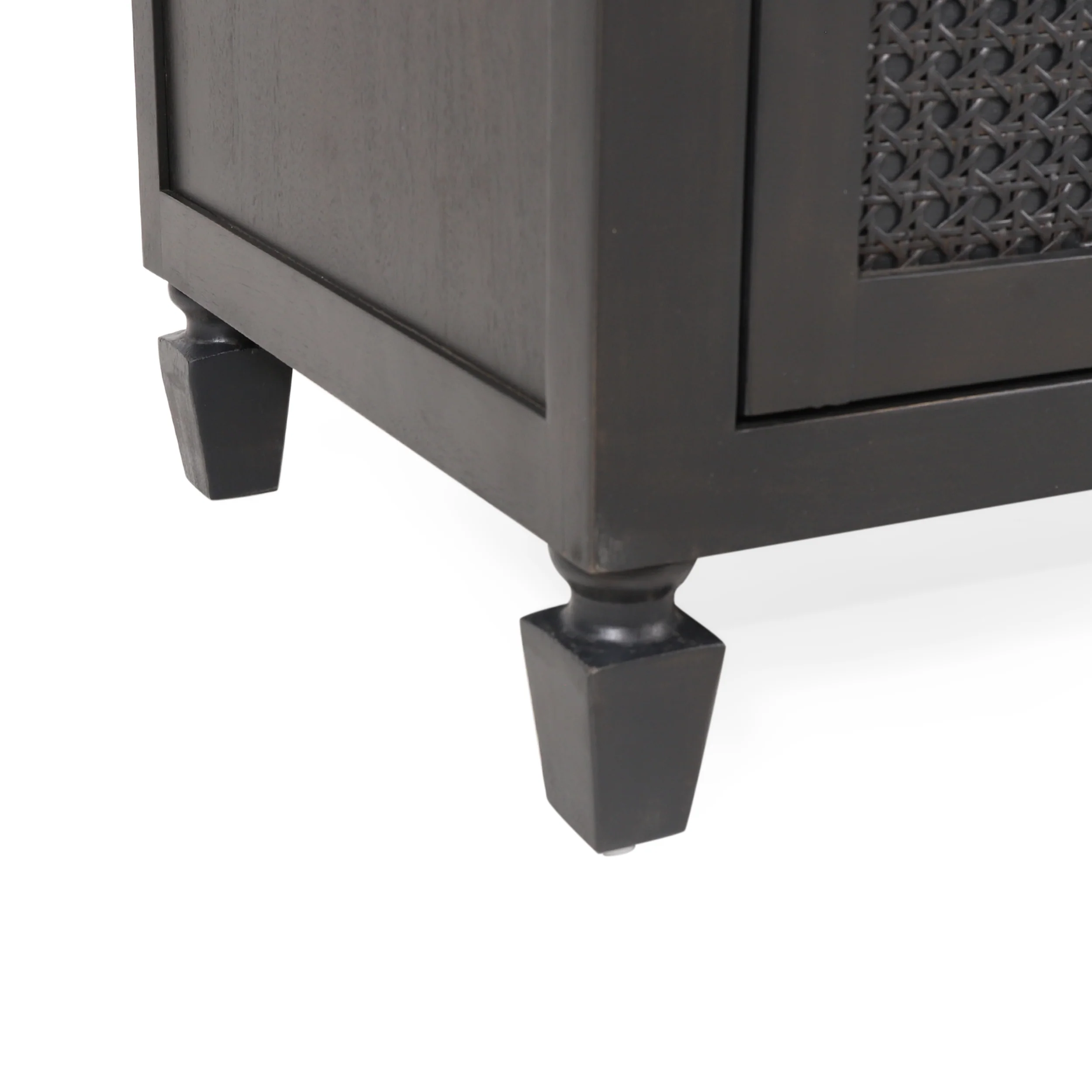 Pollards Rustic Acacia Wood and Cane 5 Drawer Dresser, Dark Gray - furnishings